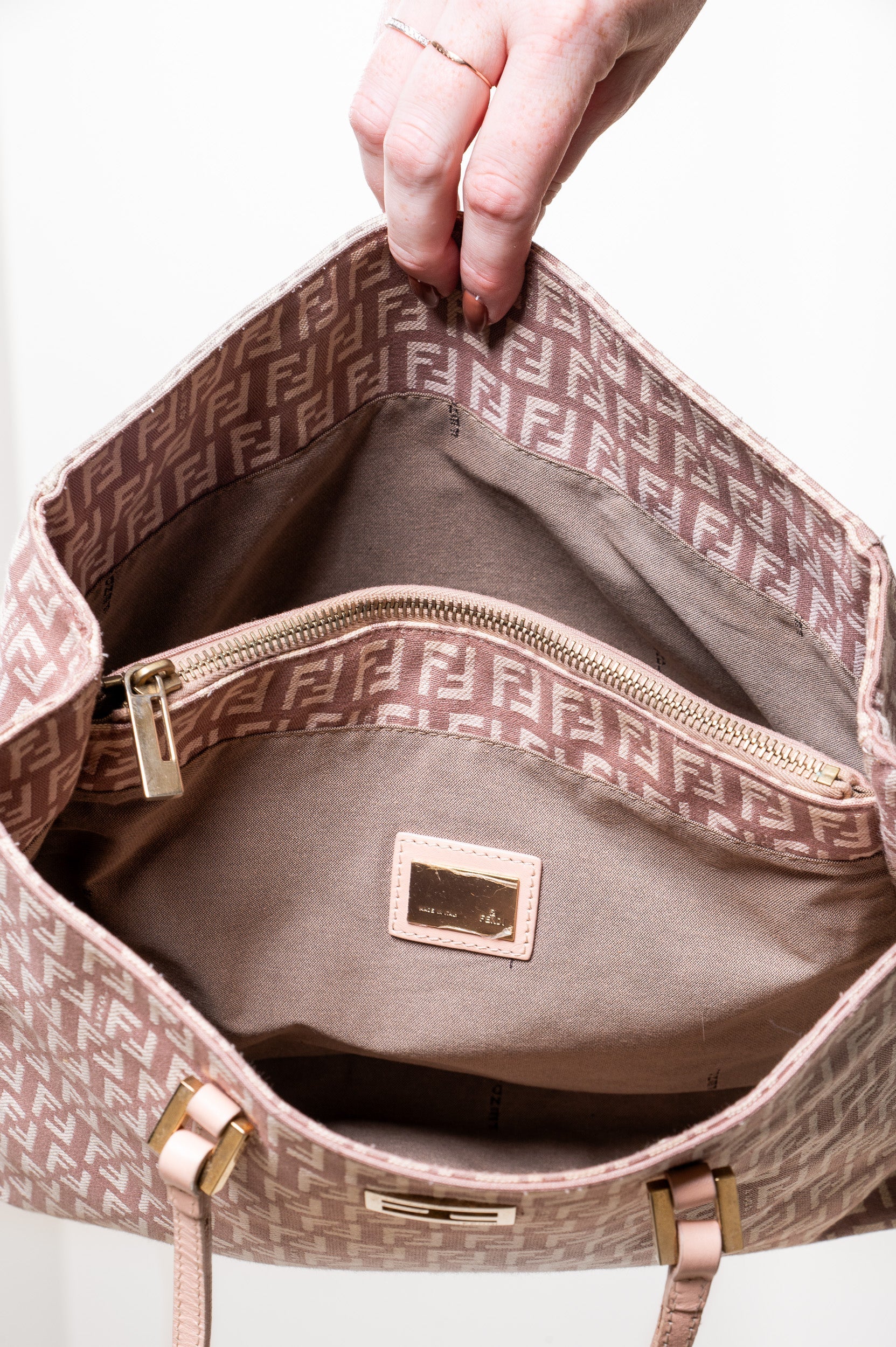 Vintage Zucchino Canvas Tote Bag Beige Gold