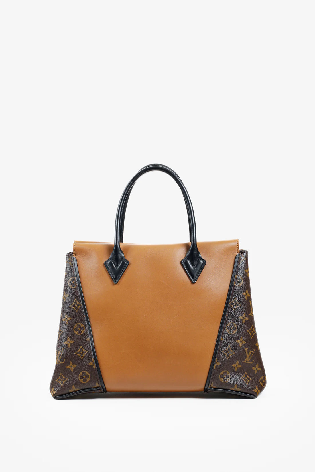 W PM Brown Leather Monogram Tote