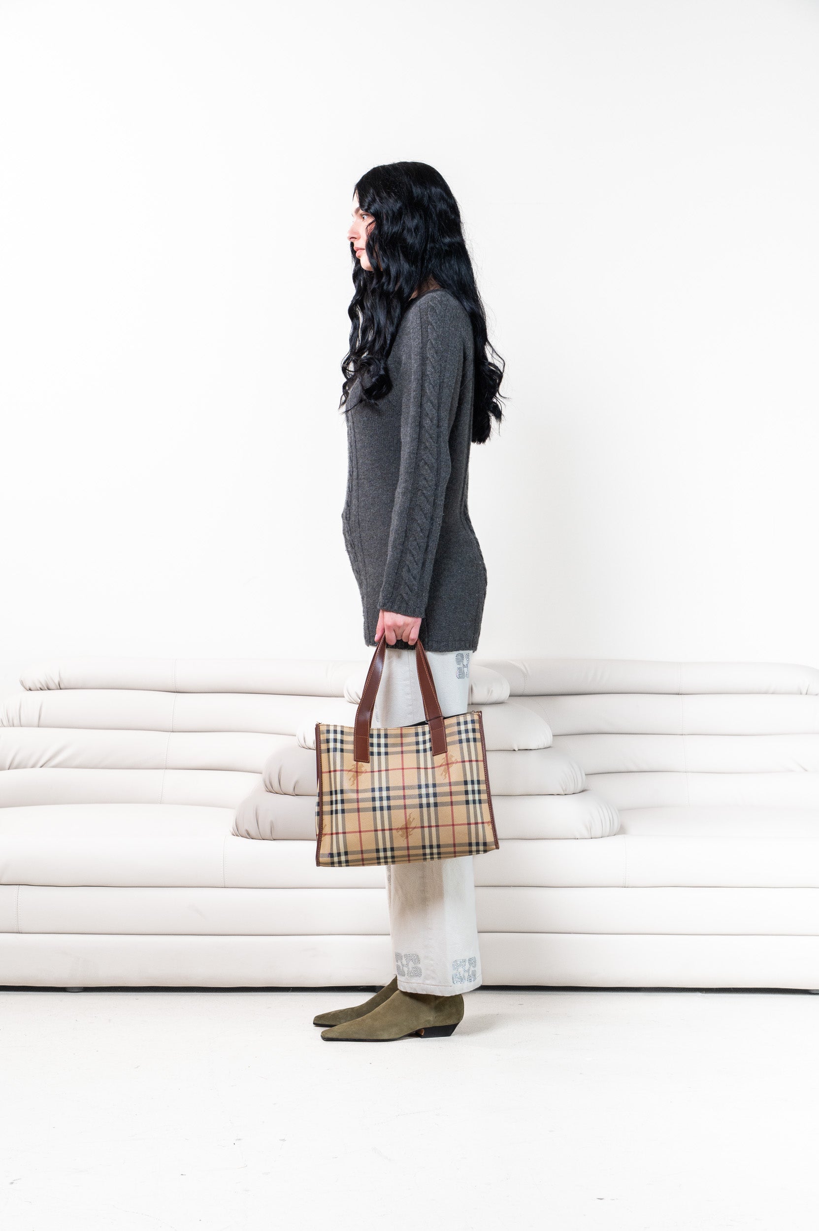 Grey Prada Cable Knit Crewneck