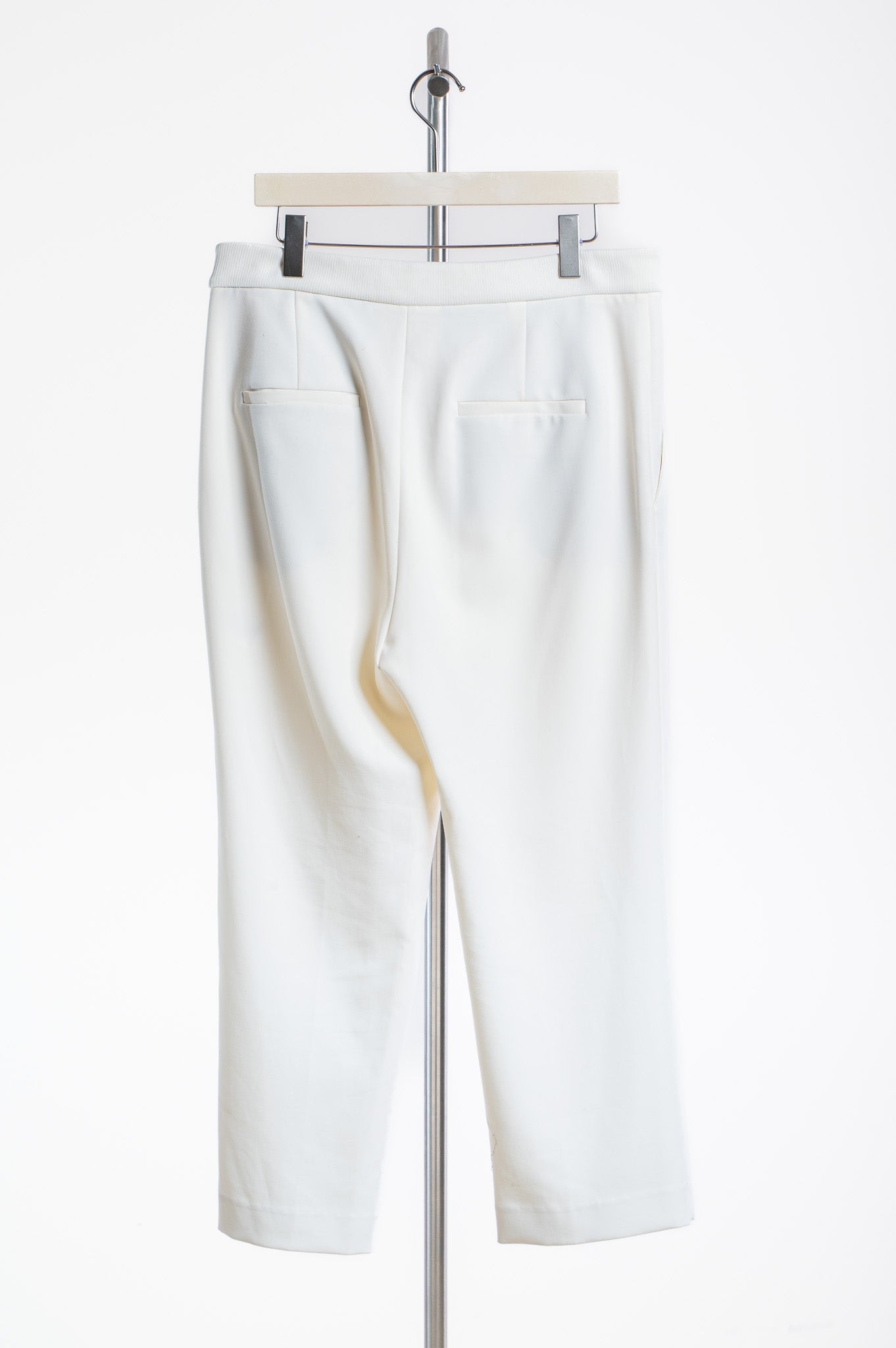 White Elastic Band Crop Trouser