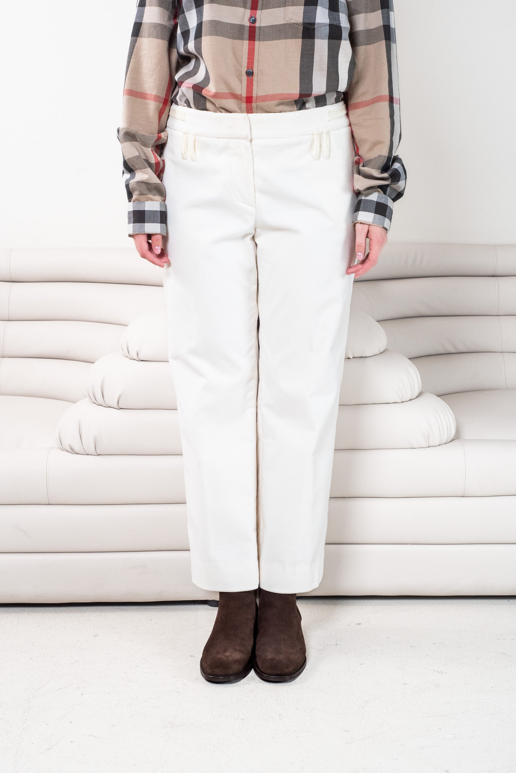 Vintage White Cord Straight Leg Trouser Pant