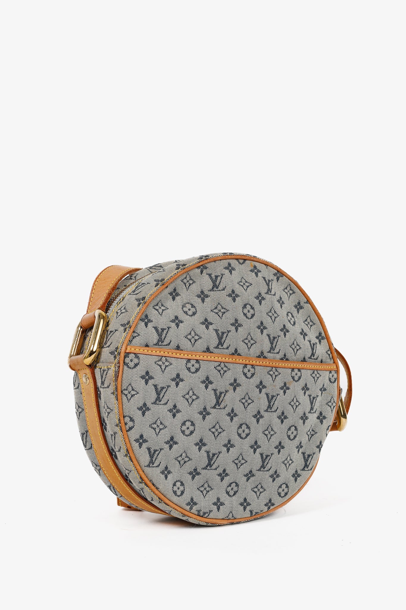 Mini Lin Denim Canvas Round Crossbody Bag