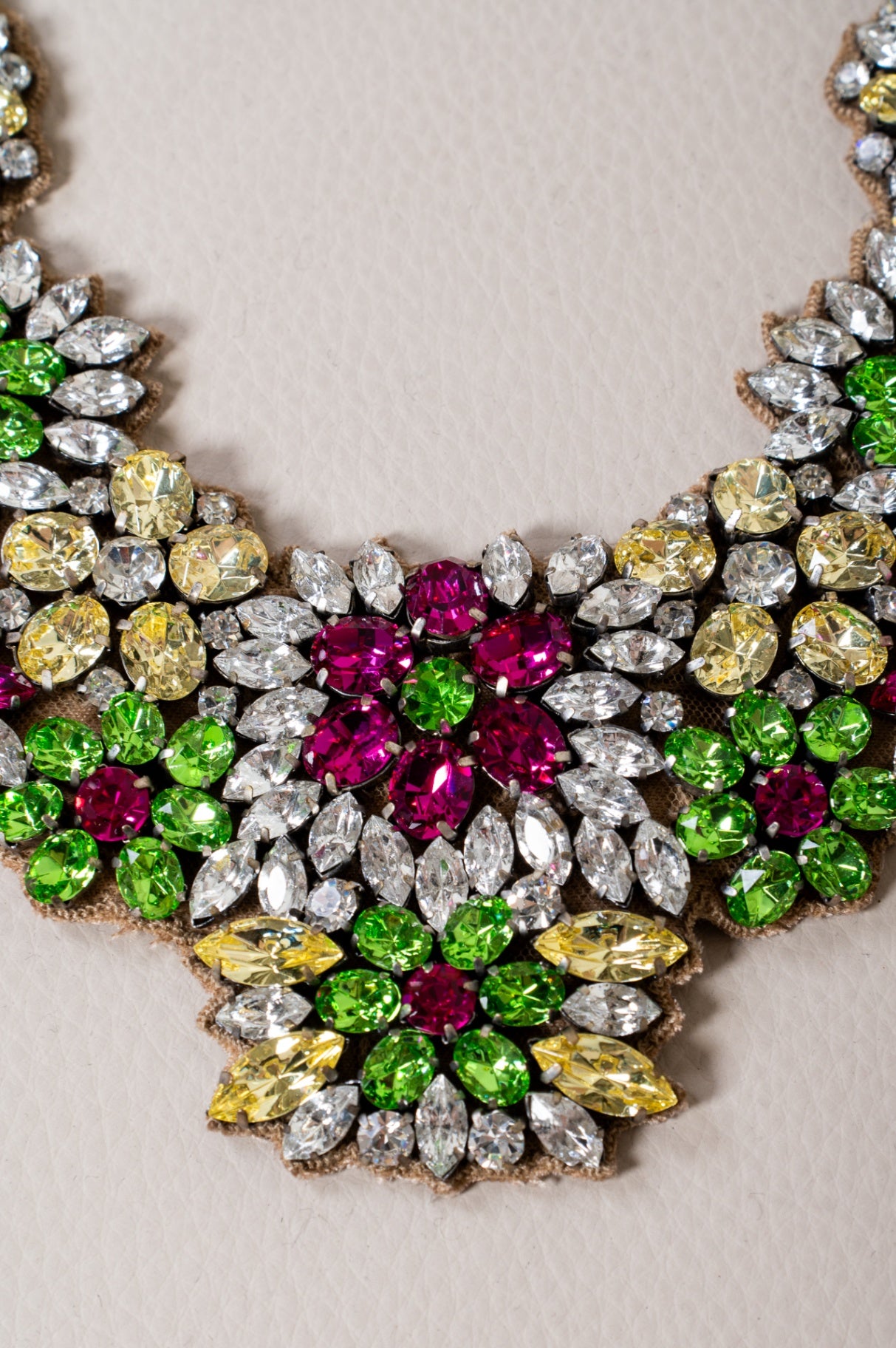 Multicolour Flower Crystal Embellished Bib Necklace