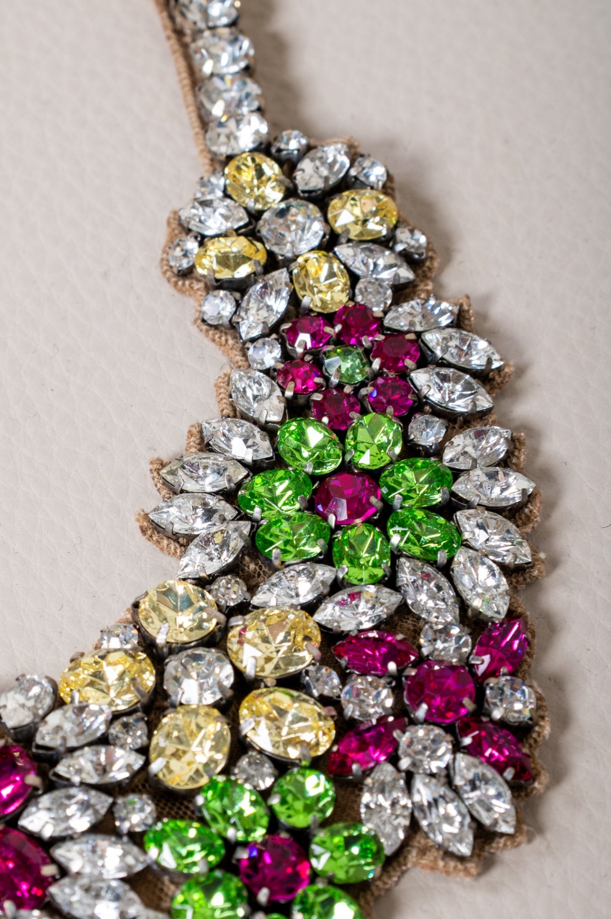 Multicolour Flower Crystal Embellished Bib Necklace