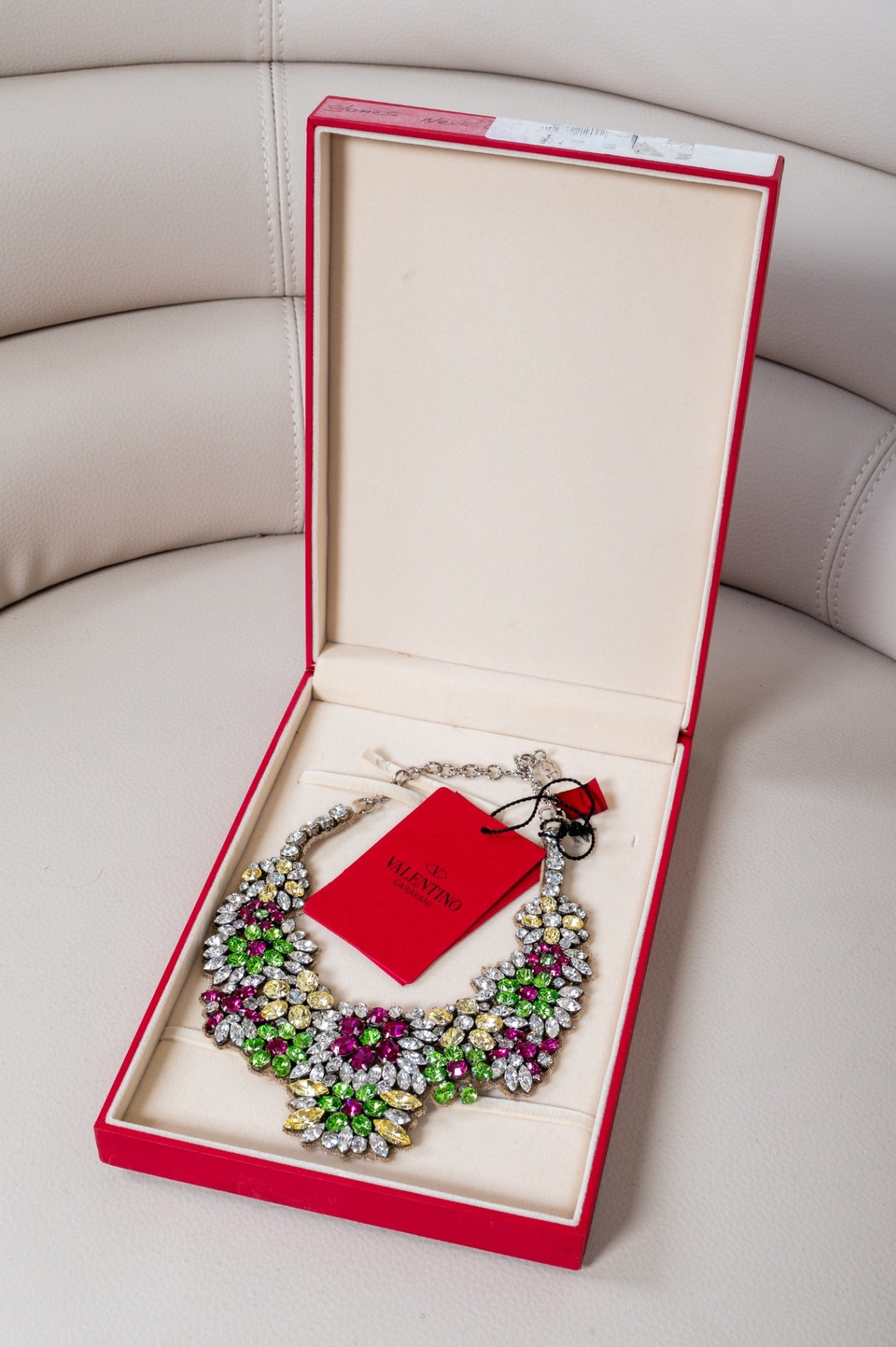 Multicolour Flower Crystal Embellished Bib Necklace