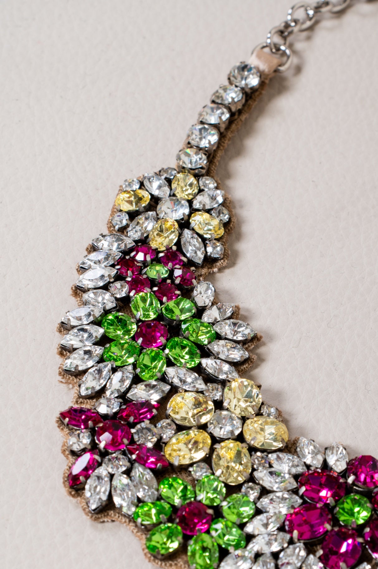 Multicolour Flower Crystal Embellished Bib Necklace