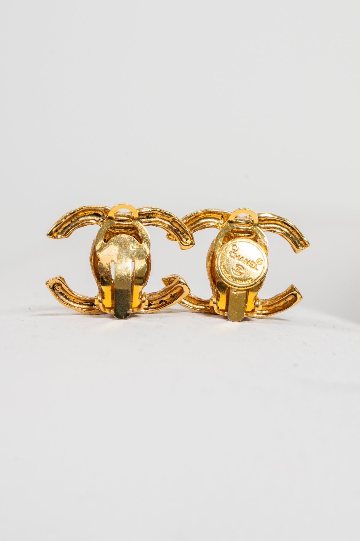 Vintage CC Gold Clip On Earrings