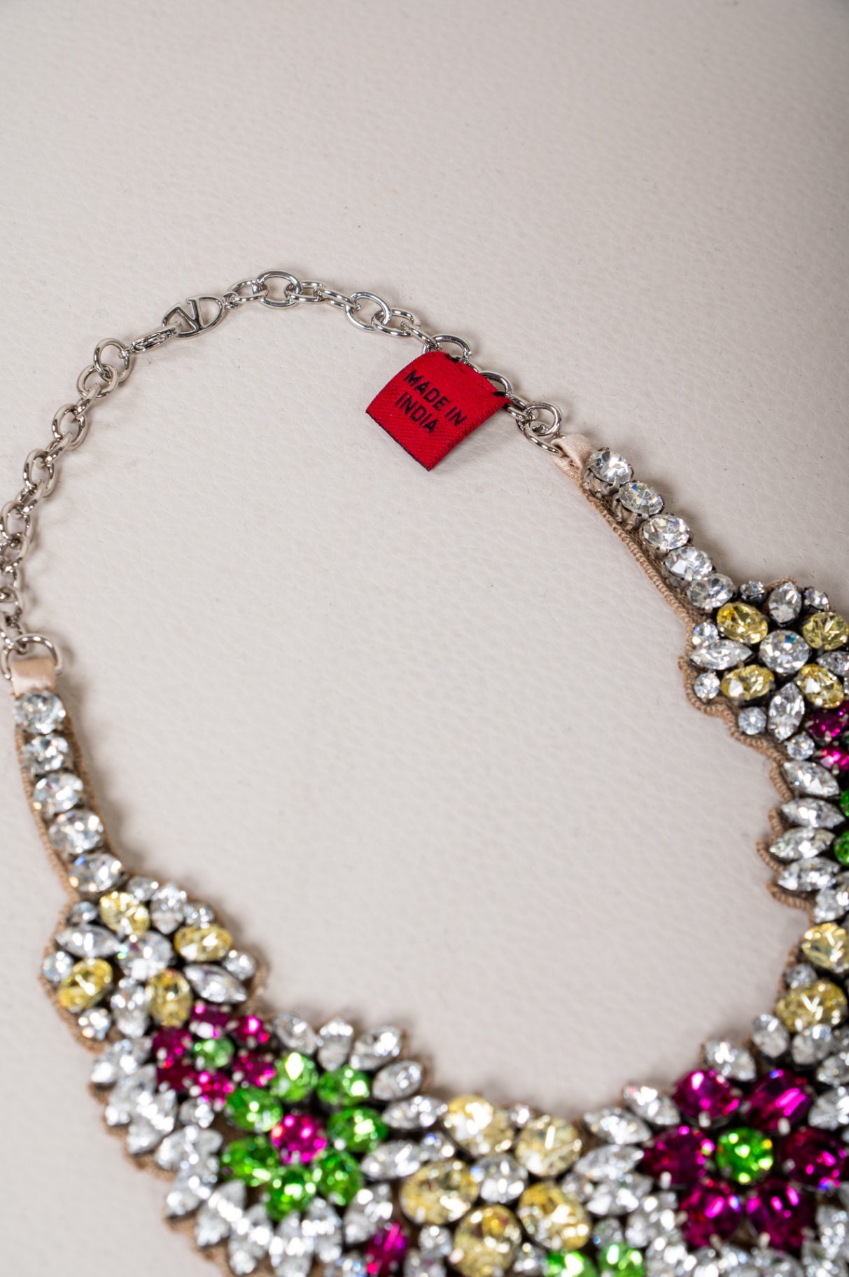 Multicolour Flower Crystal Embellished Bib Necklace