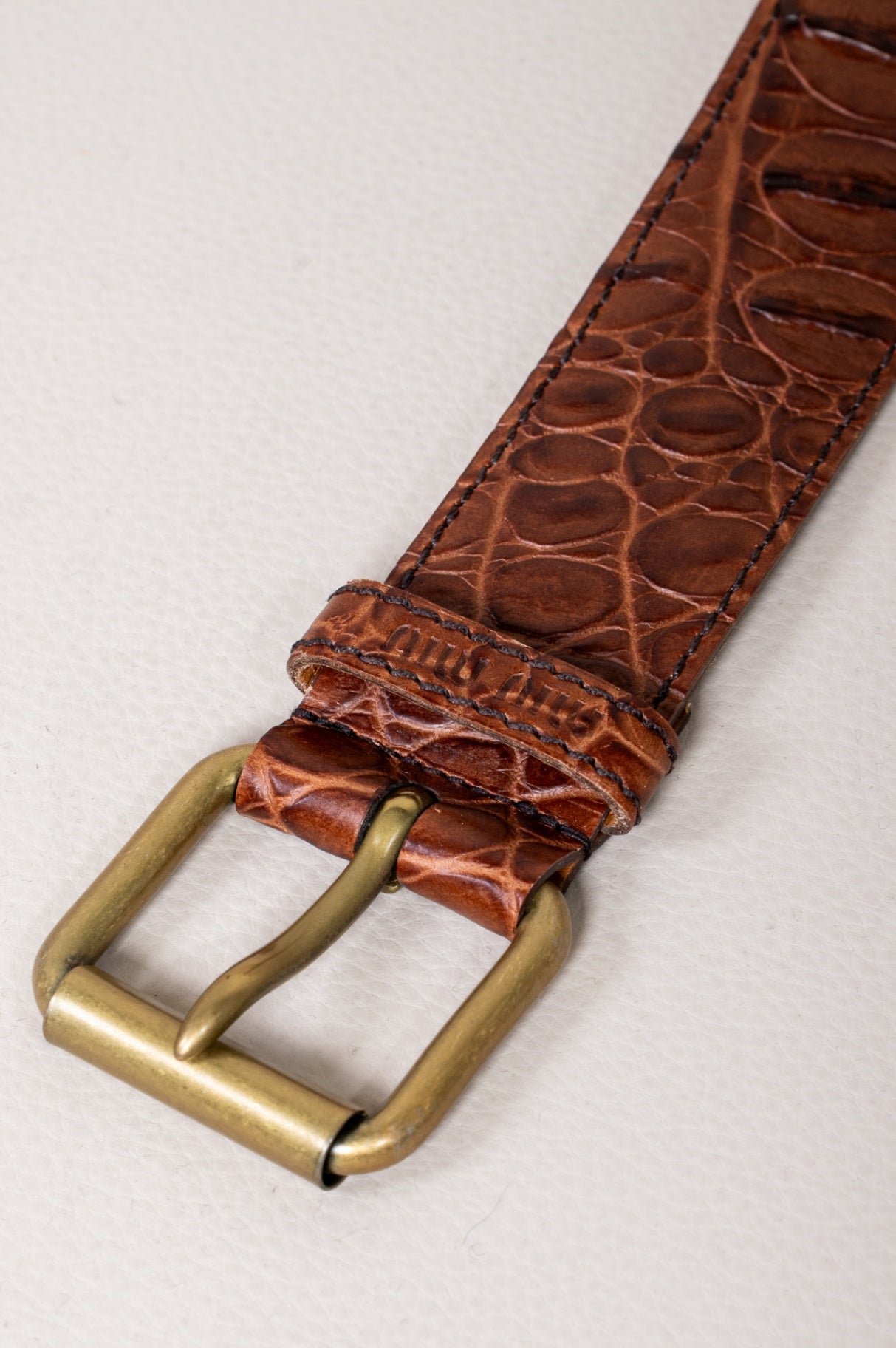Brown Embossed Leather Belt