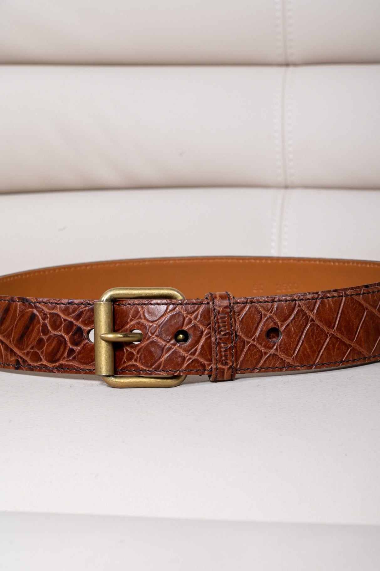 Brown Embossed Leather Belt