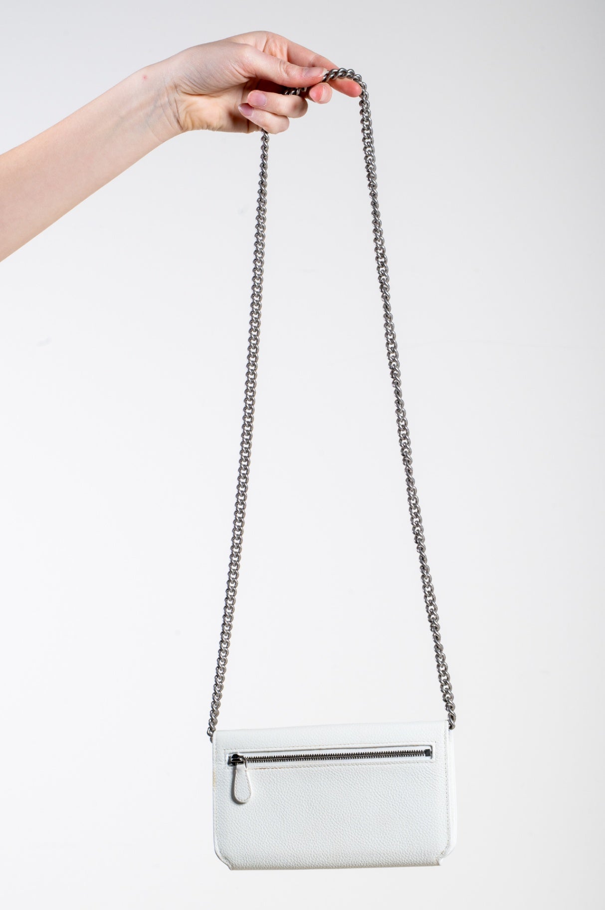 White Leather Chain Crossbody Bag