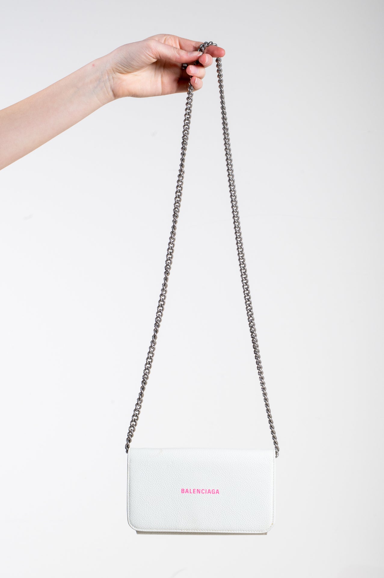 White Leather Chain Crossbody Bag