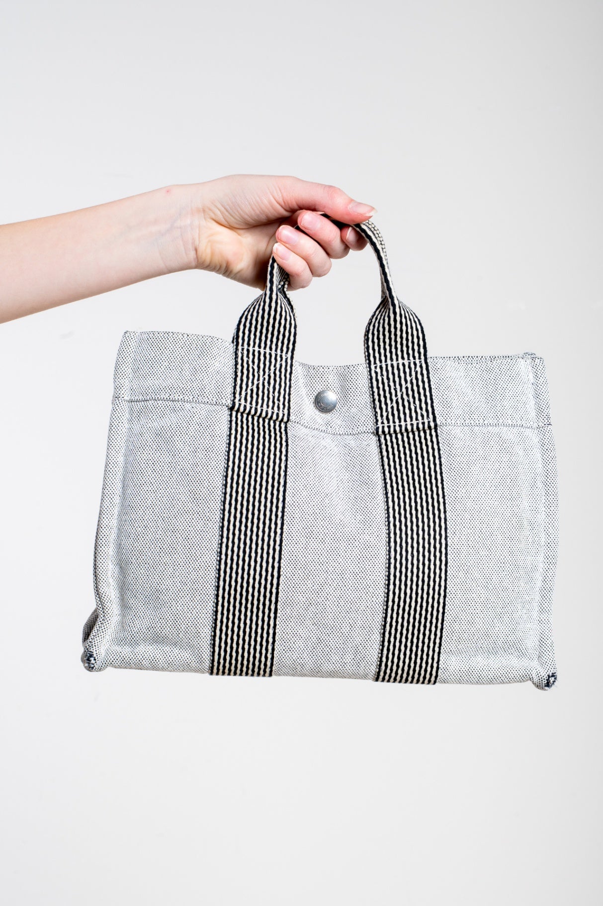 Vintage Herline Gray Canvas Fourre-Tout Bag