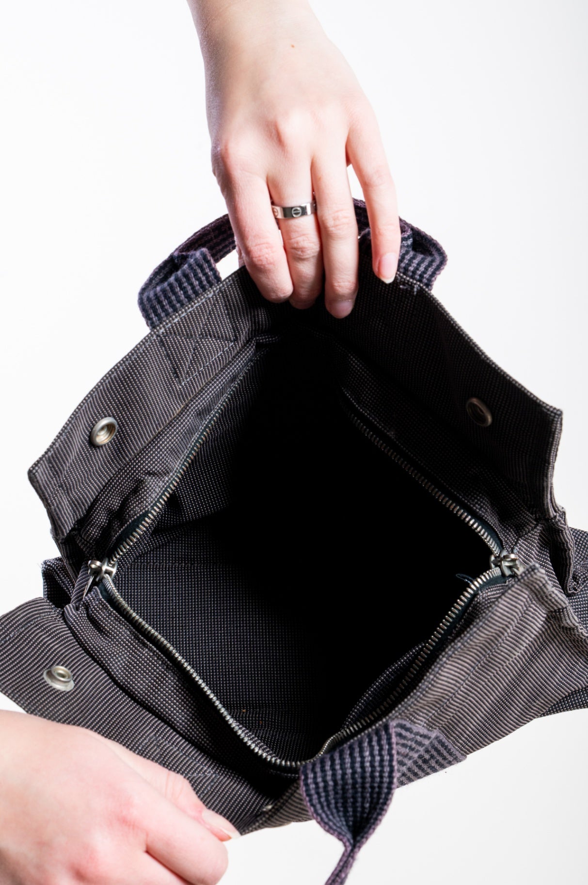 Vintage Herline Dark Gray Canvas Fourre-Tout Bag