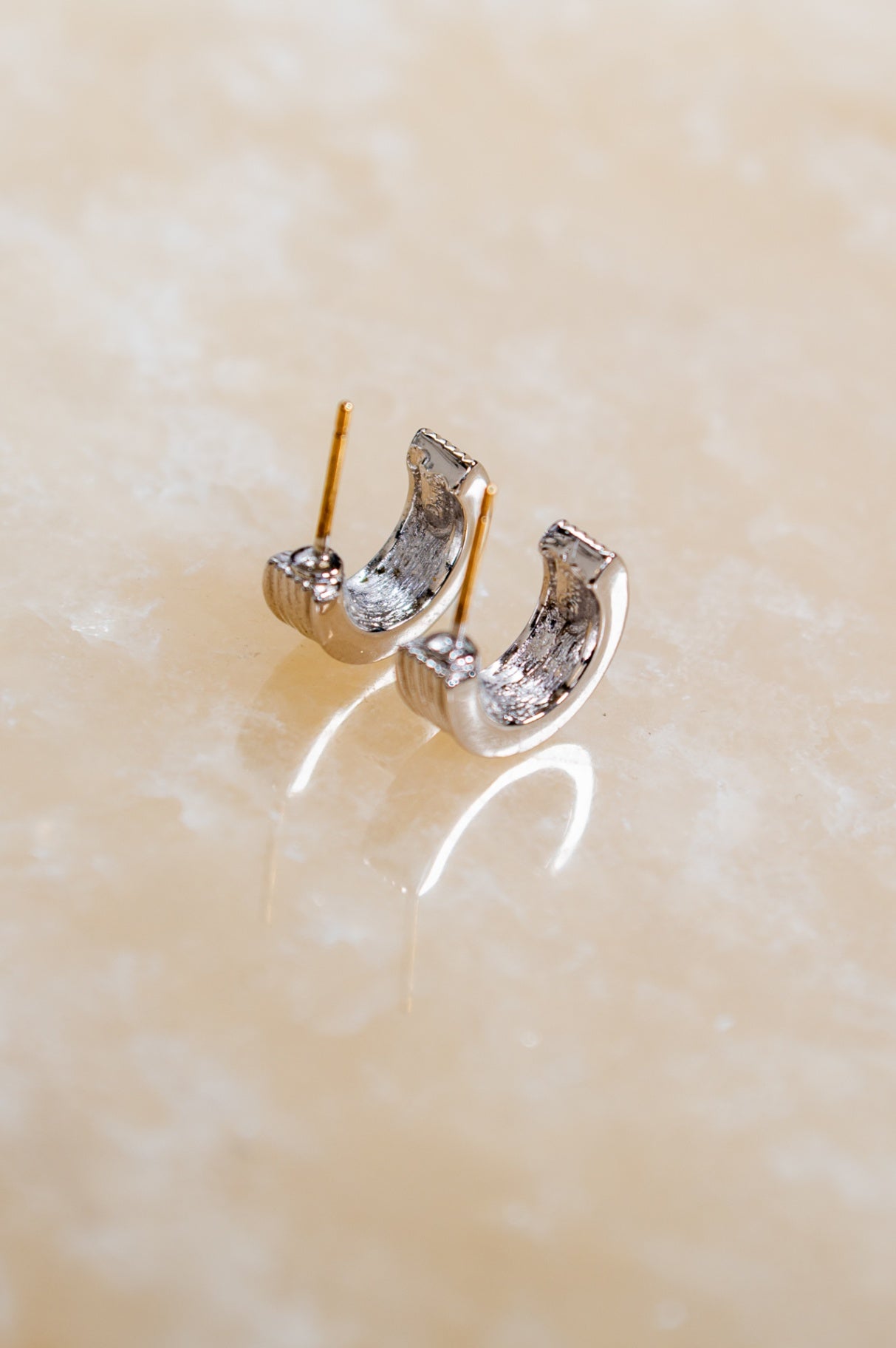 Silver Small Hoops with Crystal