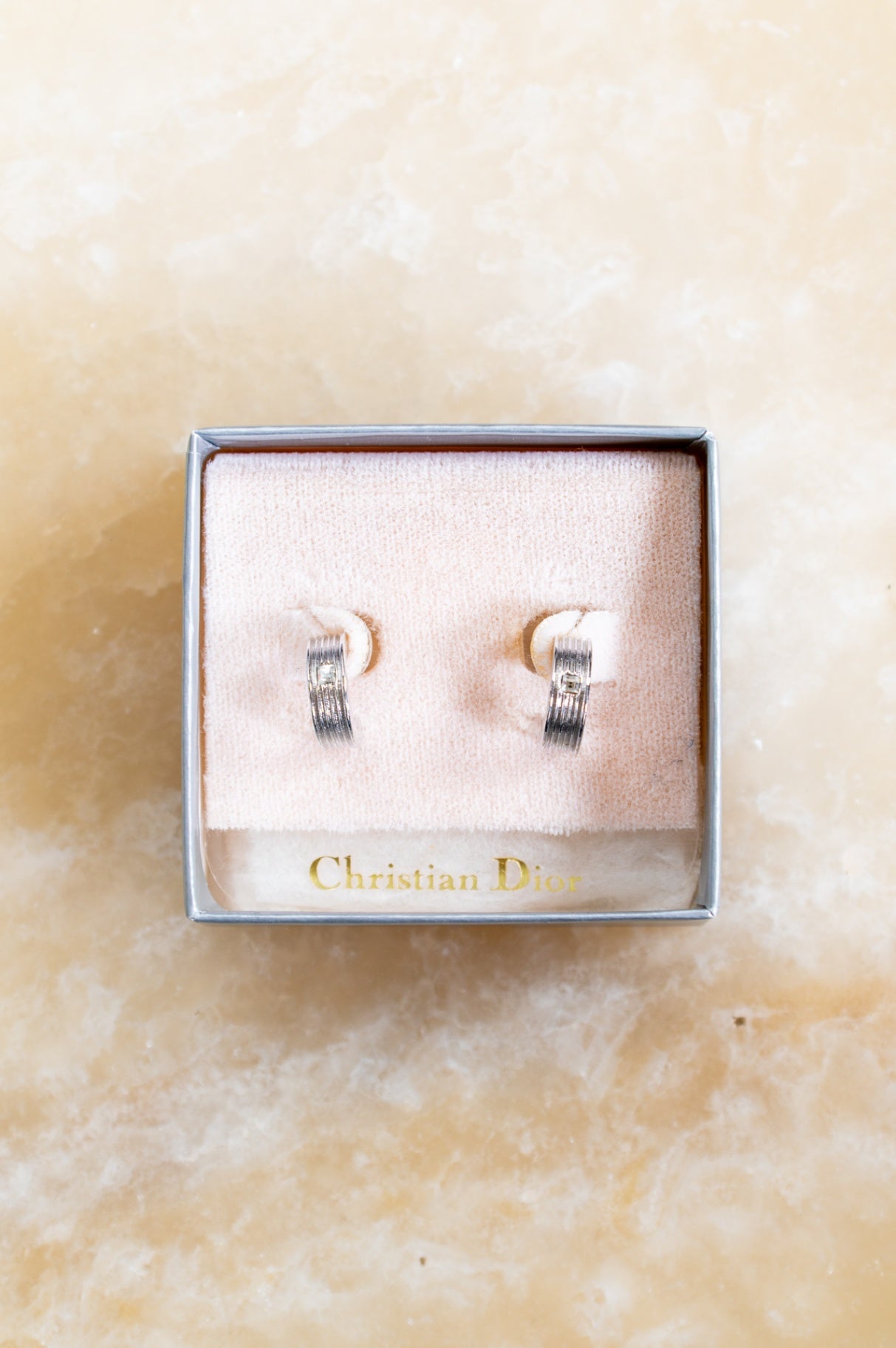 Silver Small Hoops with Crystal