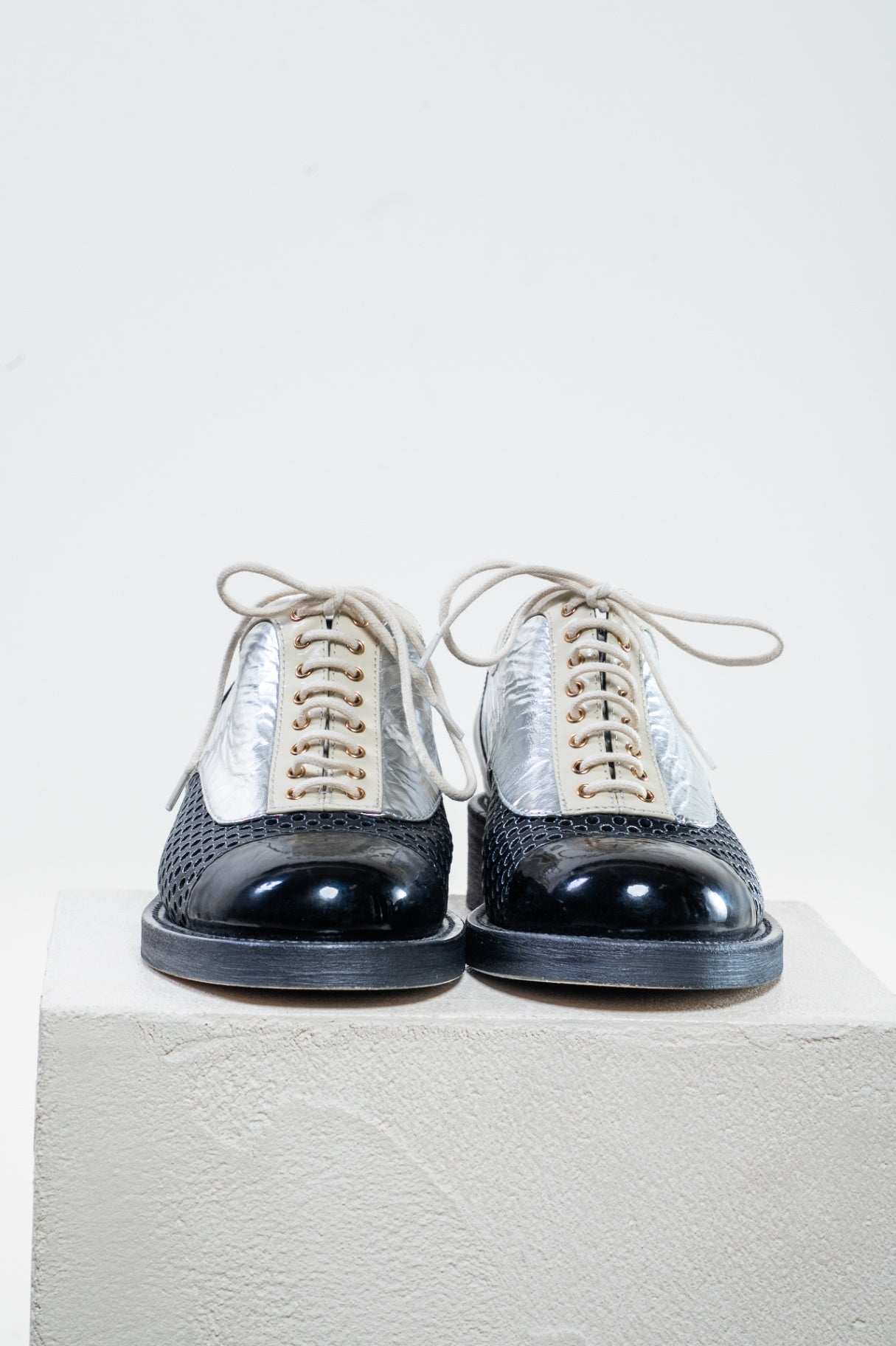 Black & Silver Derby Shoes