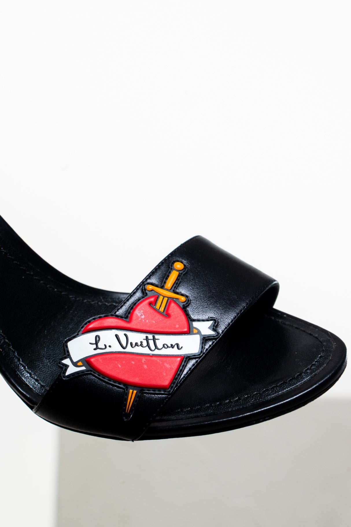 Black Heart High Heel Sandal