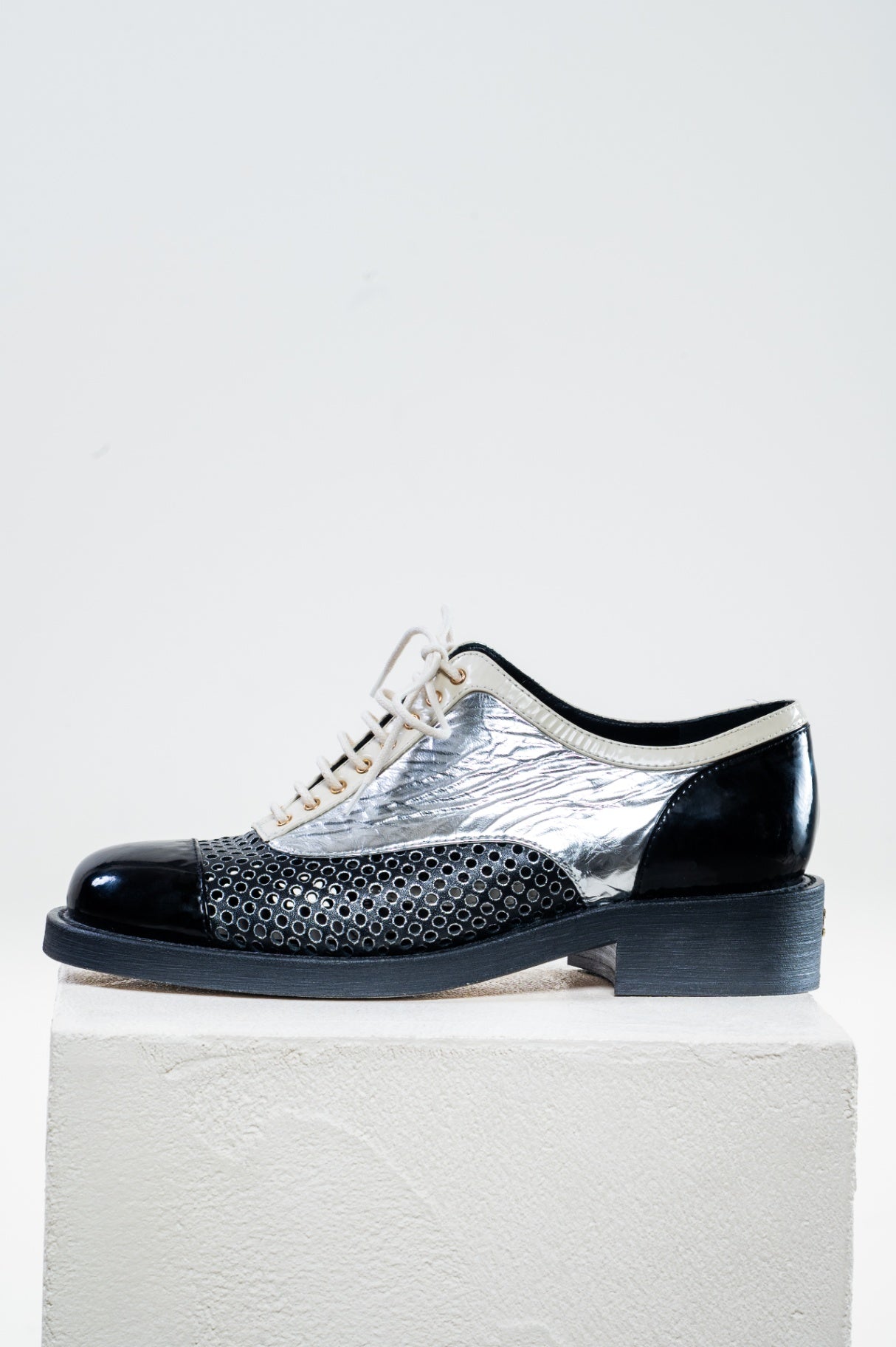 Black & Silver Derby Shoes