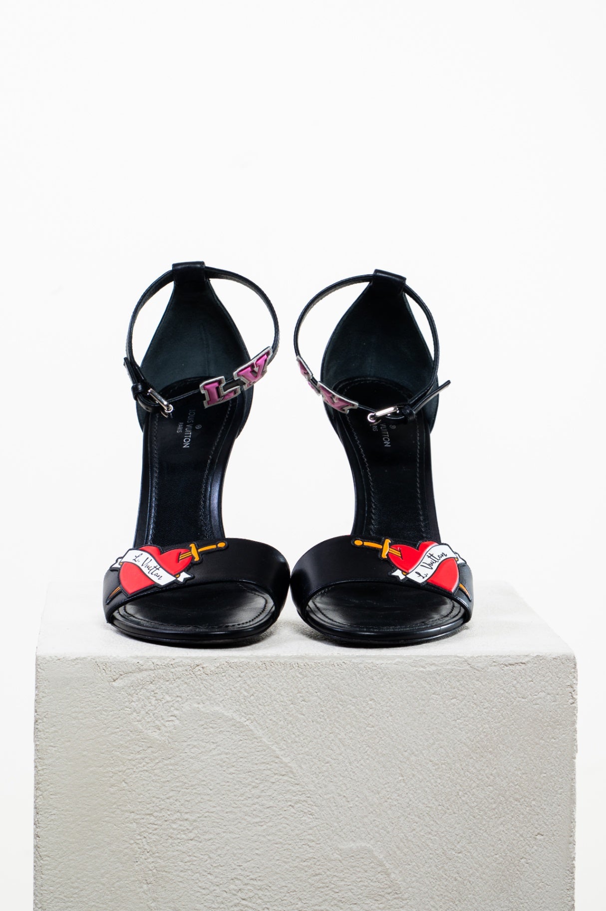 Black Heart High Heel Sandal