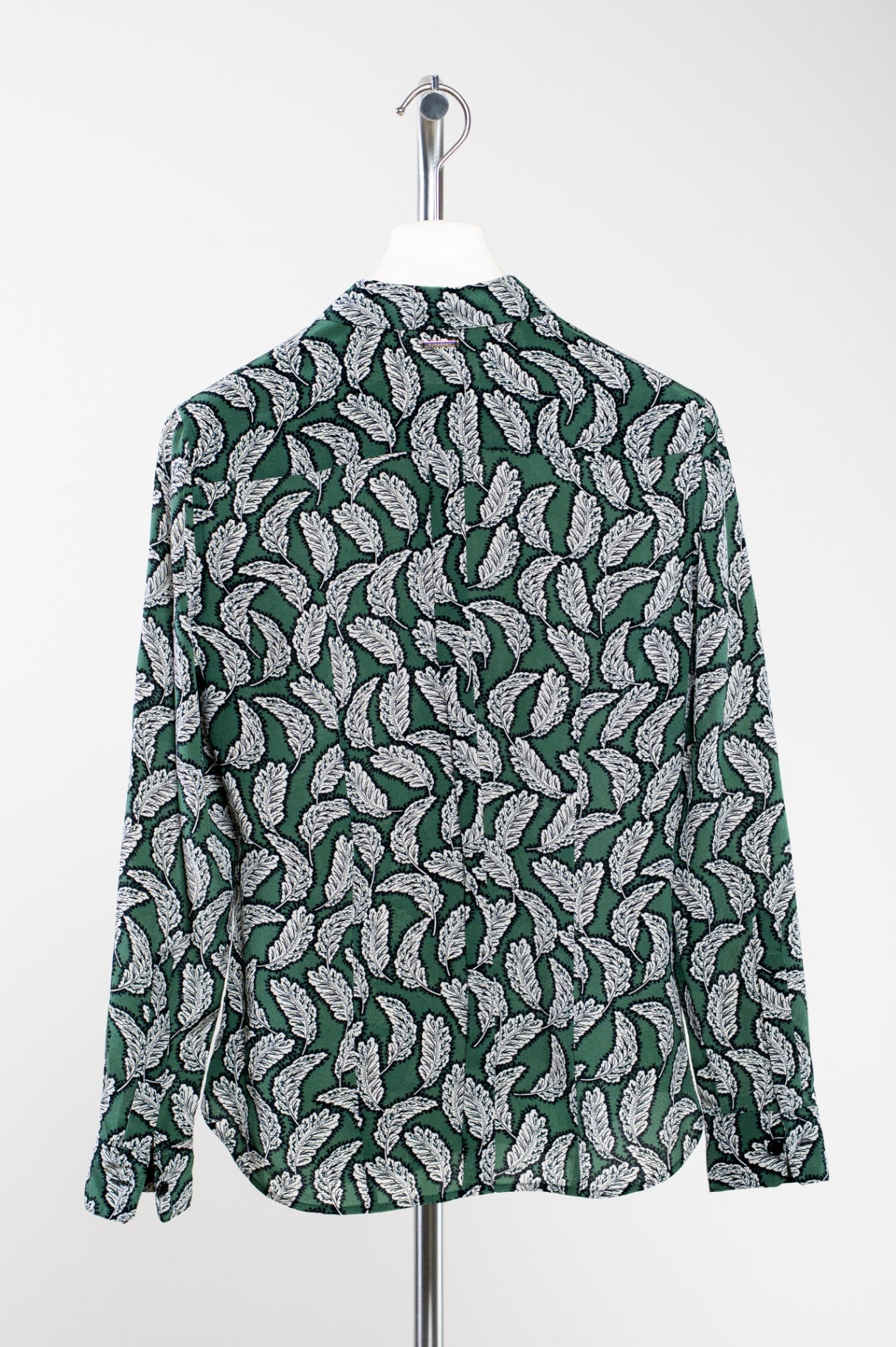 Green Leaf Silk Button-Up Shirt chdup