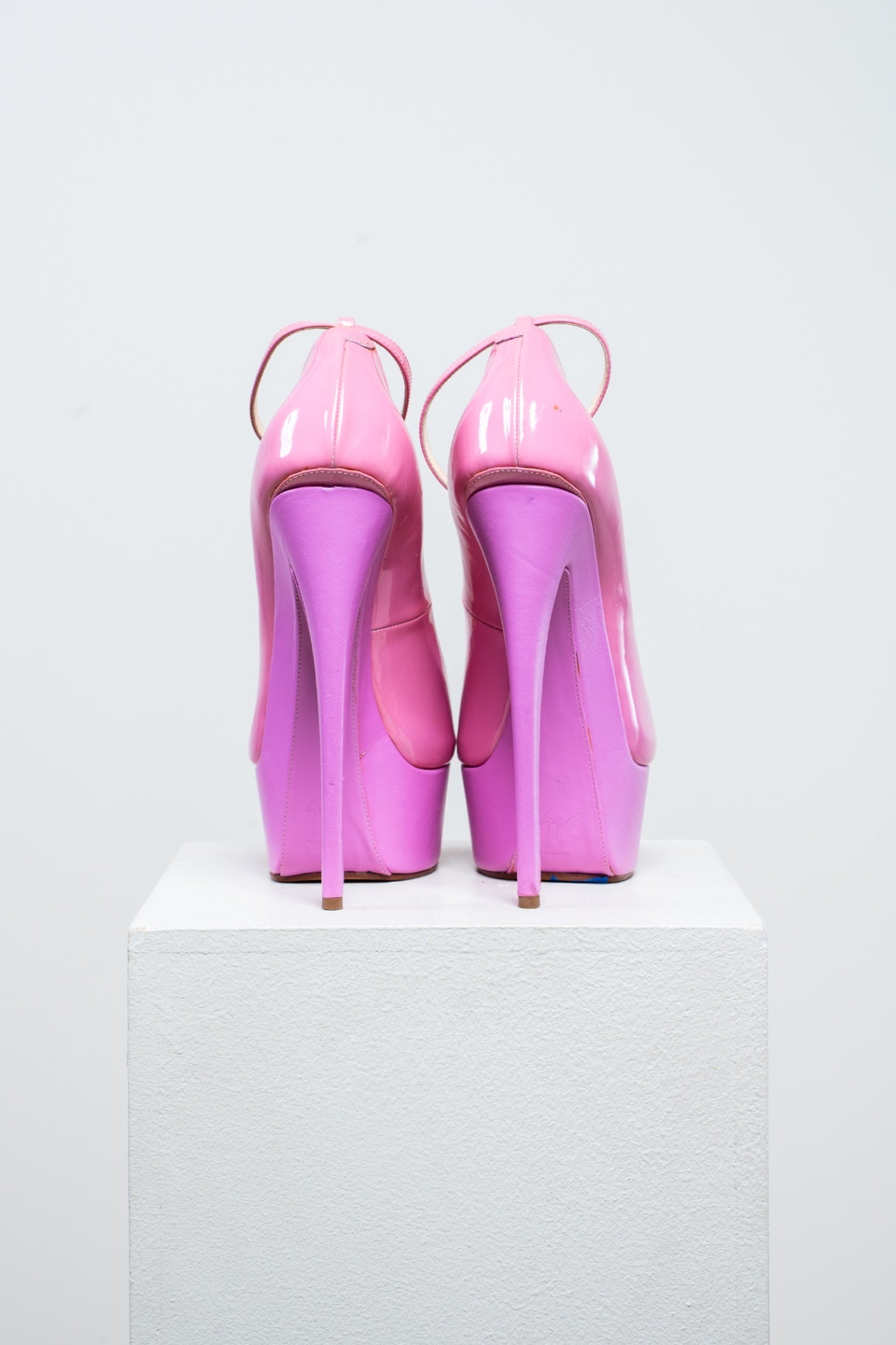 Pink Patent Leather Denny 115 Sky-High Platform Sandals chdup