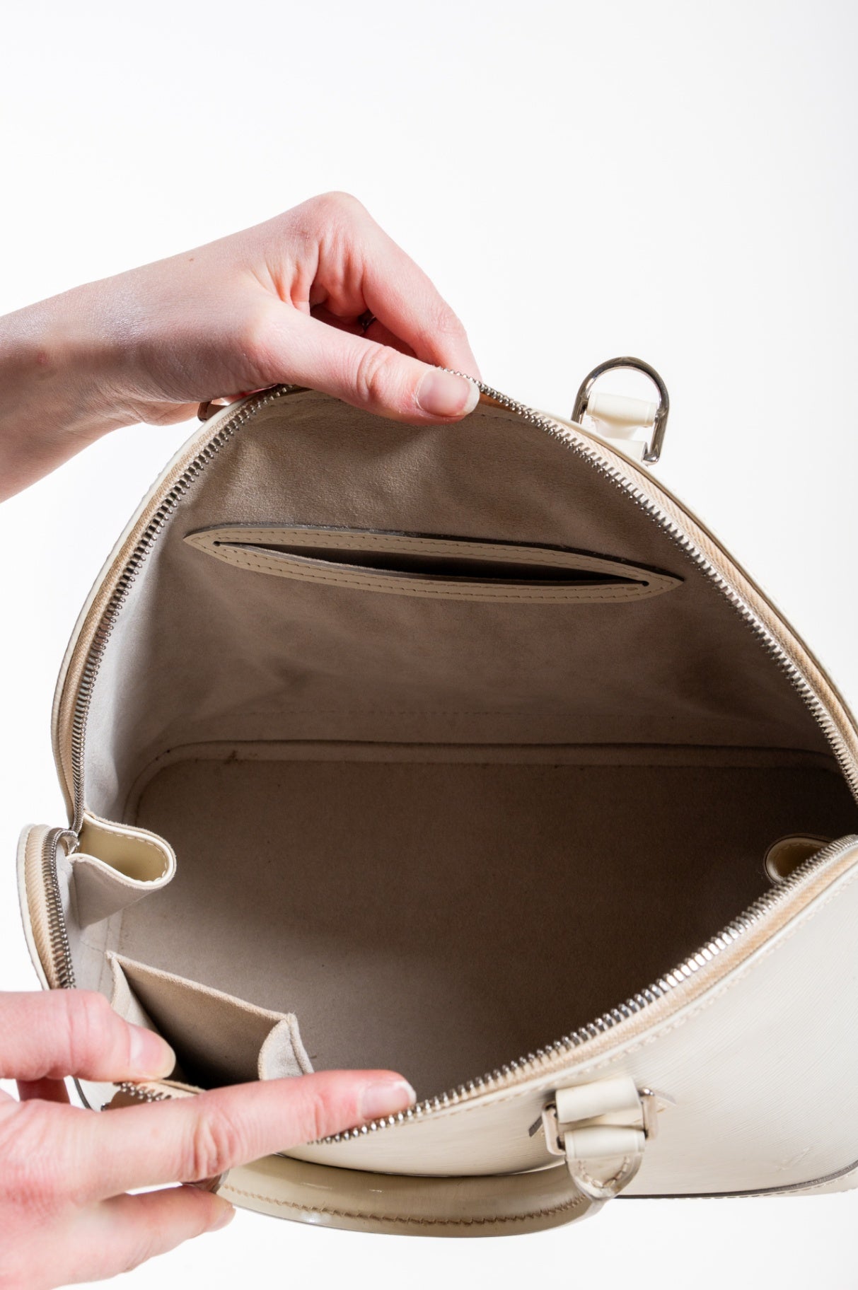 Ivory Epi Leather Alma PM Top Handle Bag