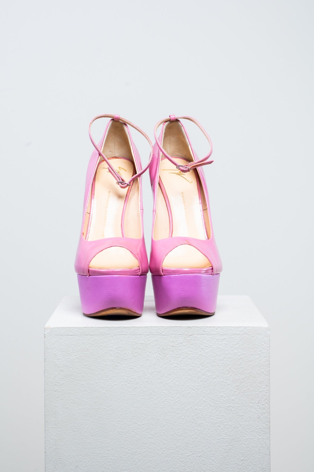 Pink Patent Leather Denny 115 Sky-High Platform Sandals chdup