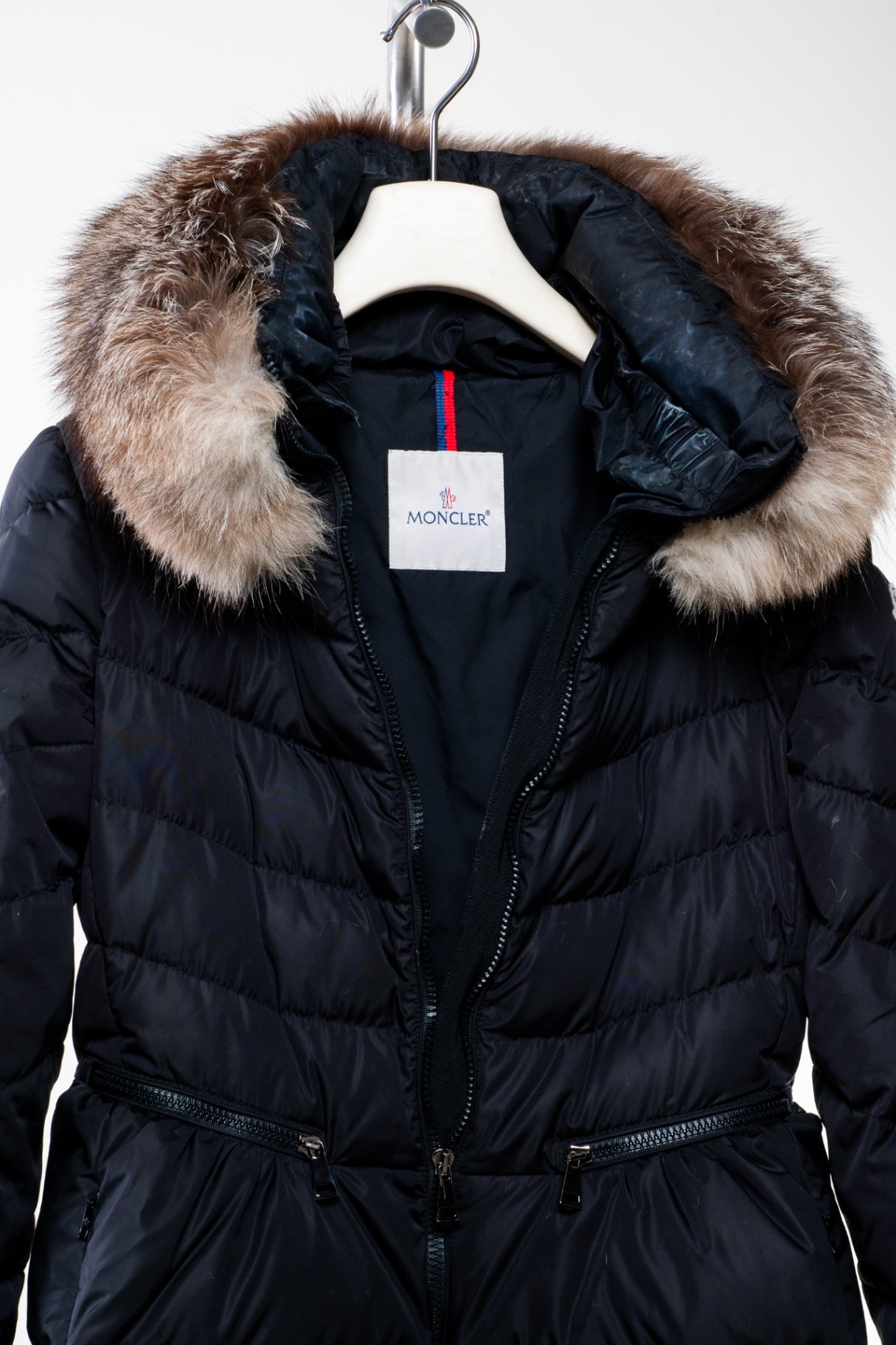 Black Mid Length Puffer w/ Fox Fur Collar