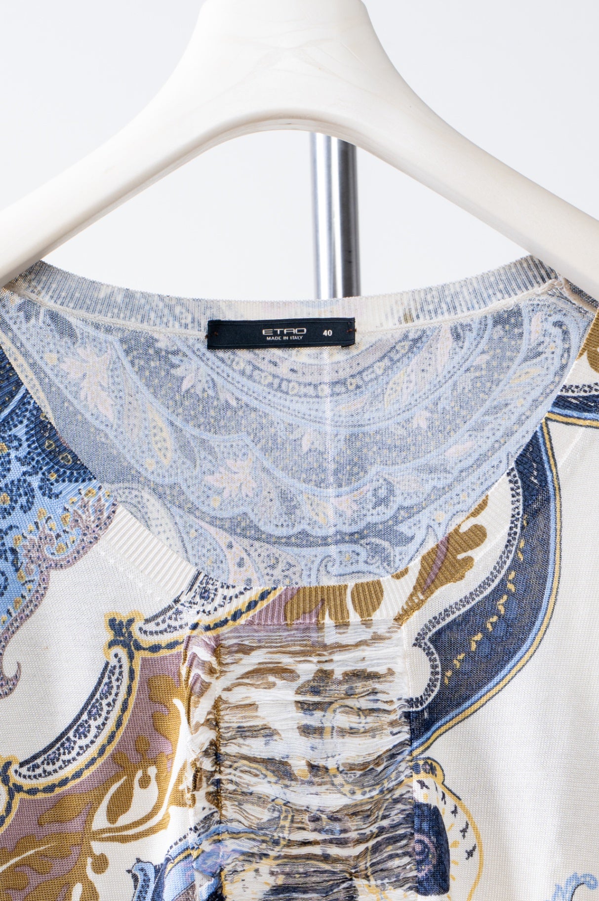 Paisley Printed Round Neck Short Sleeve Sweater