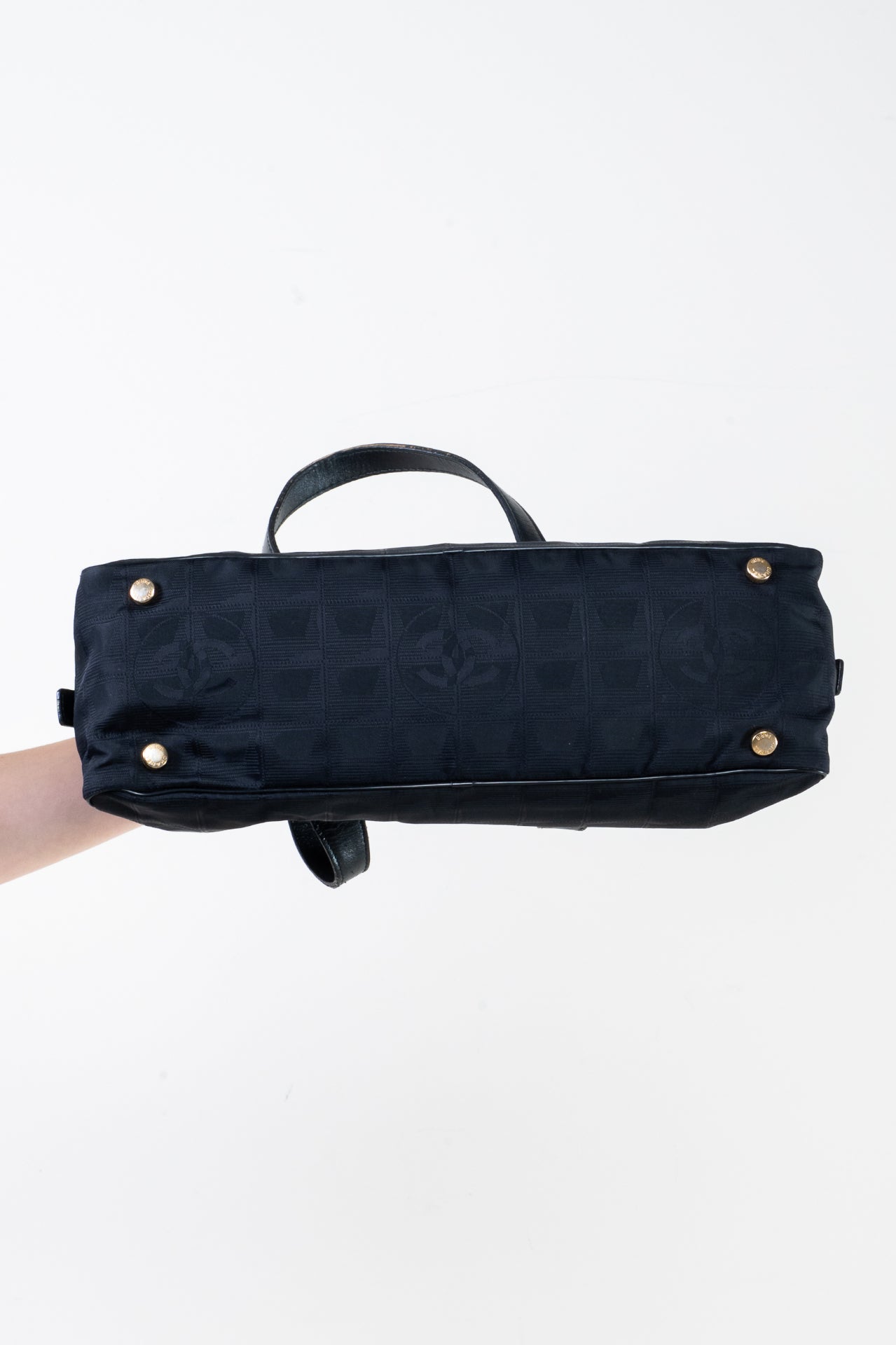 Black Canvas Top Handle Boton Bag