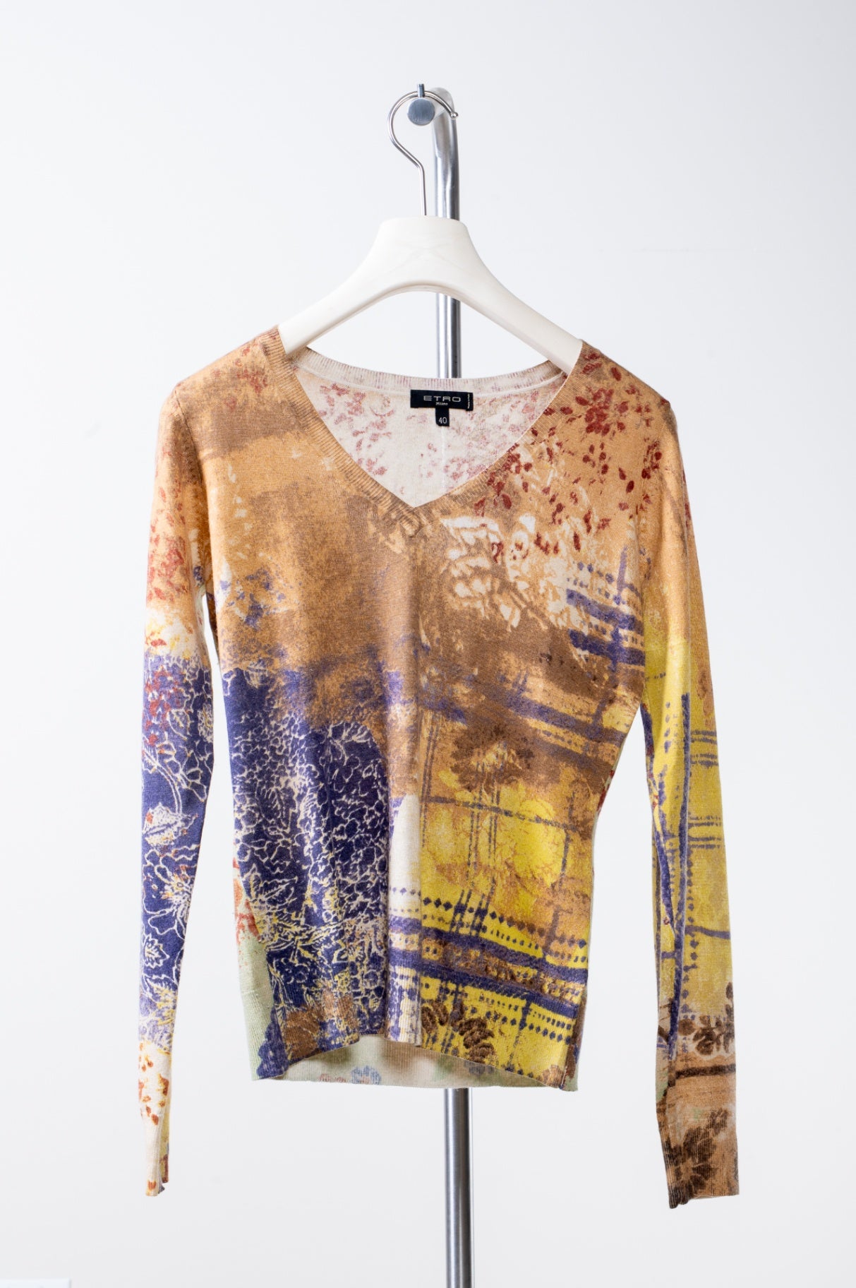 Multicolour V-Neck Long Sleeve Sweater