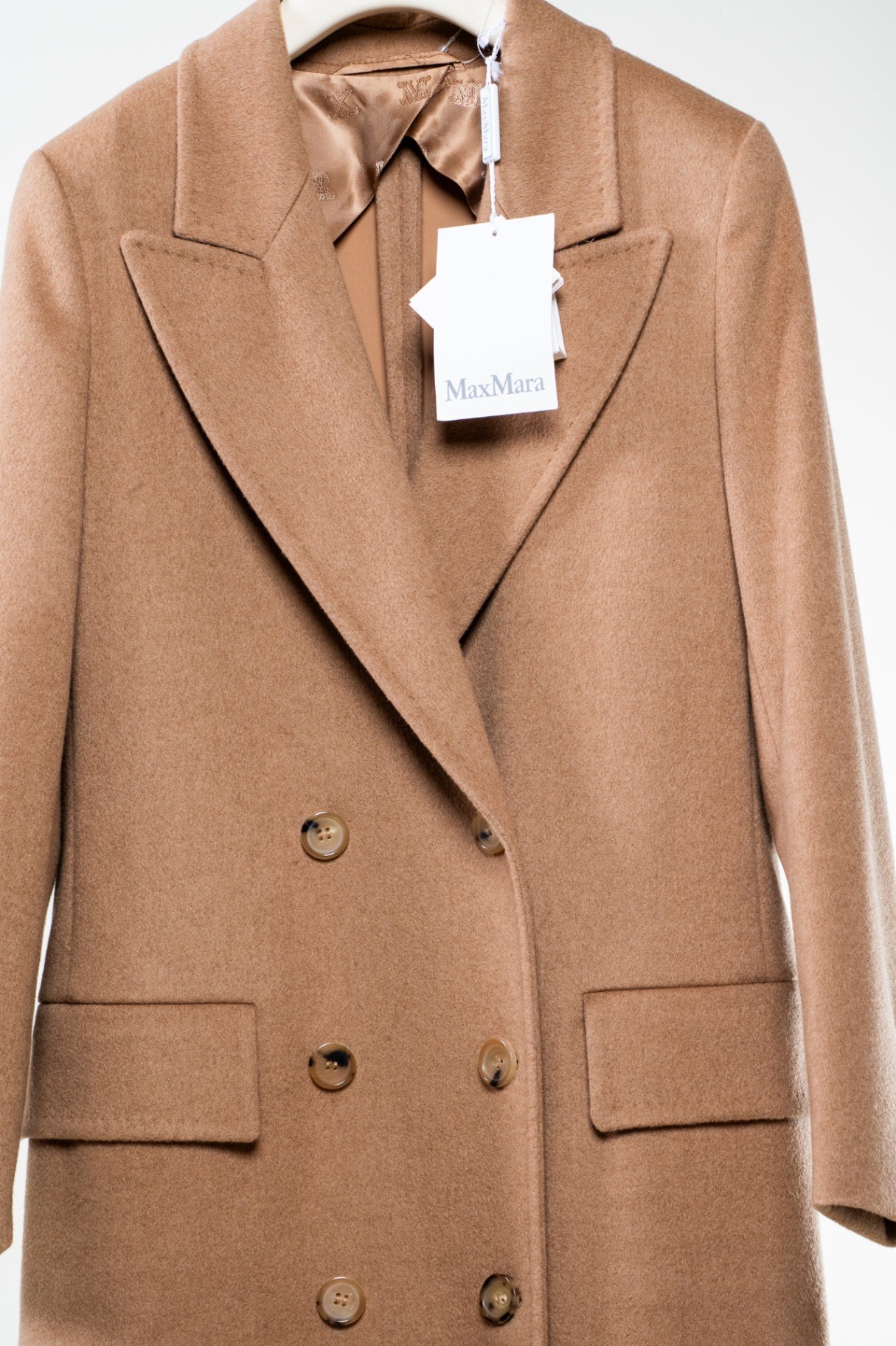 Beige Camel Hair Elmi Double-Breasted Coat