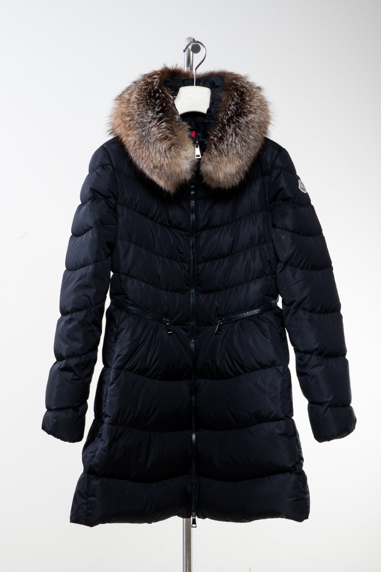 Black Mid Length Puffer w/ Fox Fur Collar