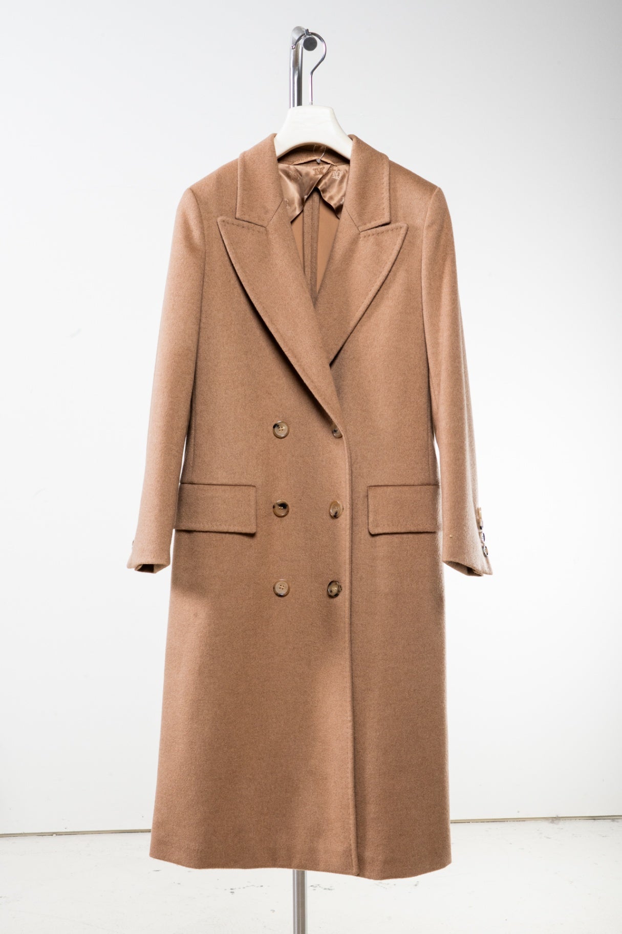 Beige Camel Hair Elmi Double-Breasted Coat