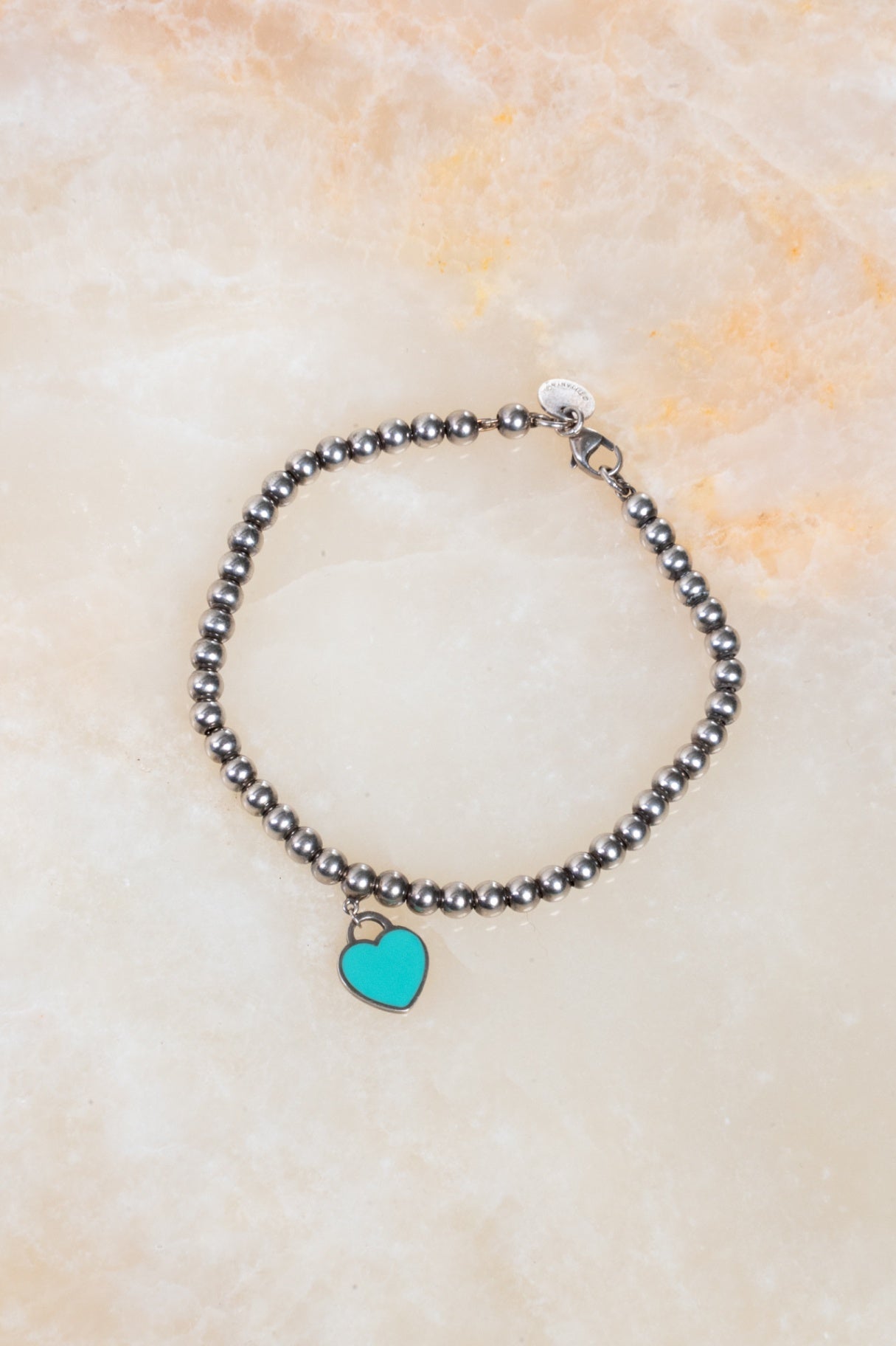 Tiffany Blue Heart Tag Bead Bracelet