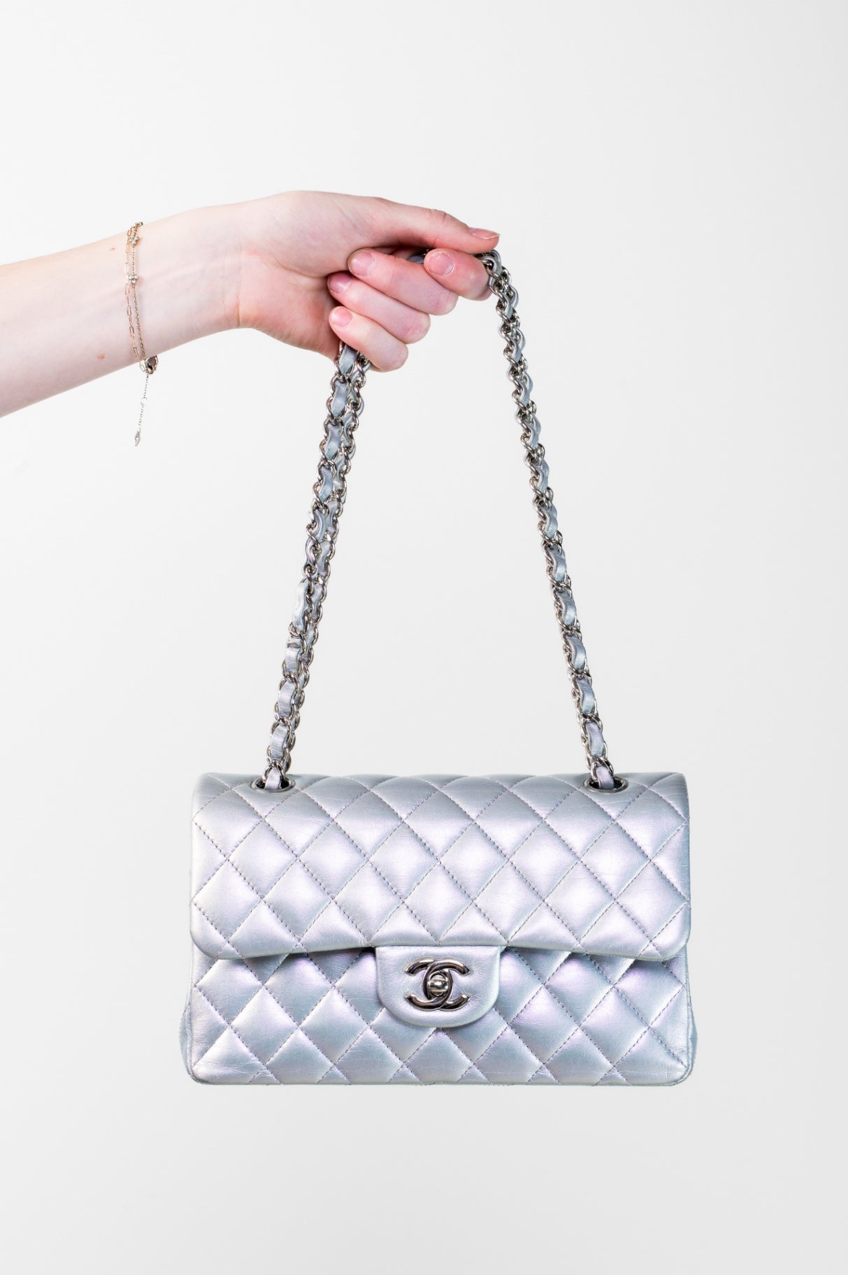 Small Lambskin Classic Iridescent Double Flap Bag