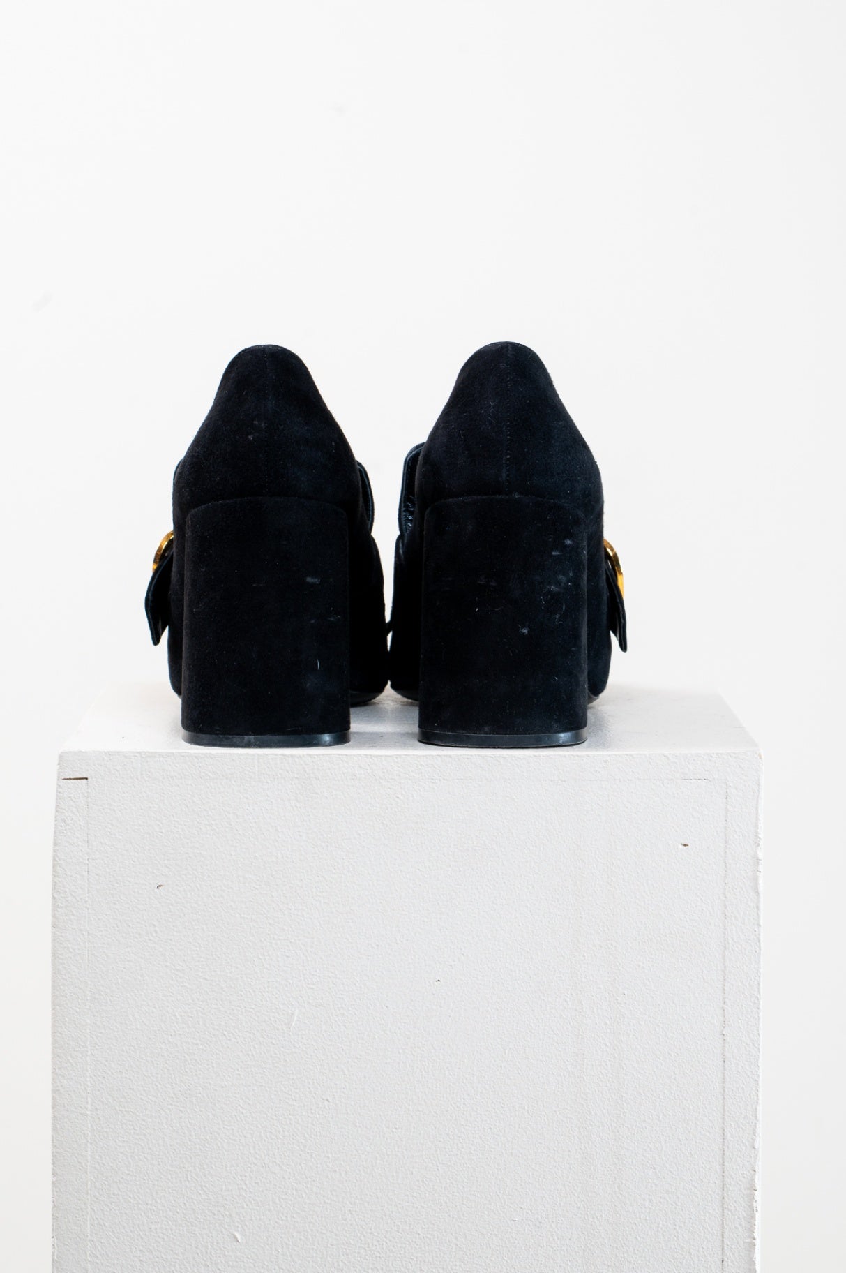 Black Suede Fringe Heel