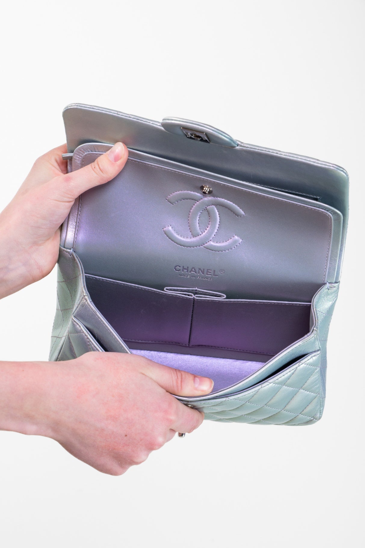 Small Lambskin Classic Iridescent Double Flap Bag