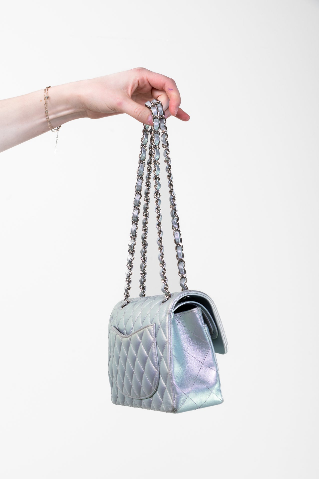 Small Lambskin Classic Iridescent Double Flap Bag