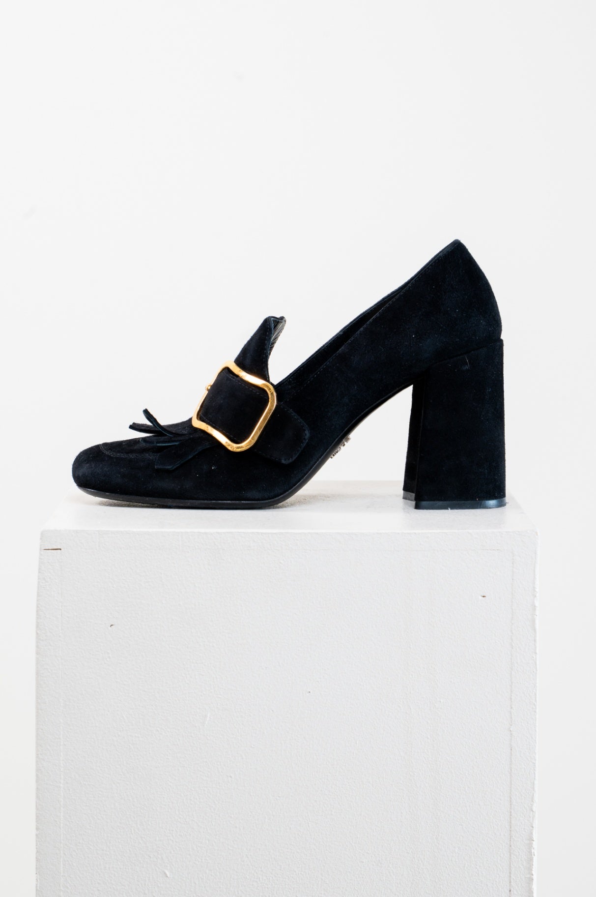 Black Suede Fringe Heel