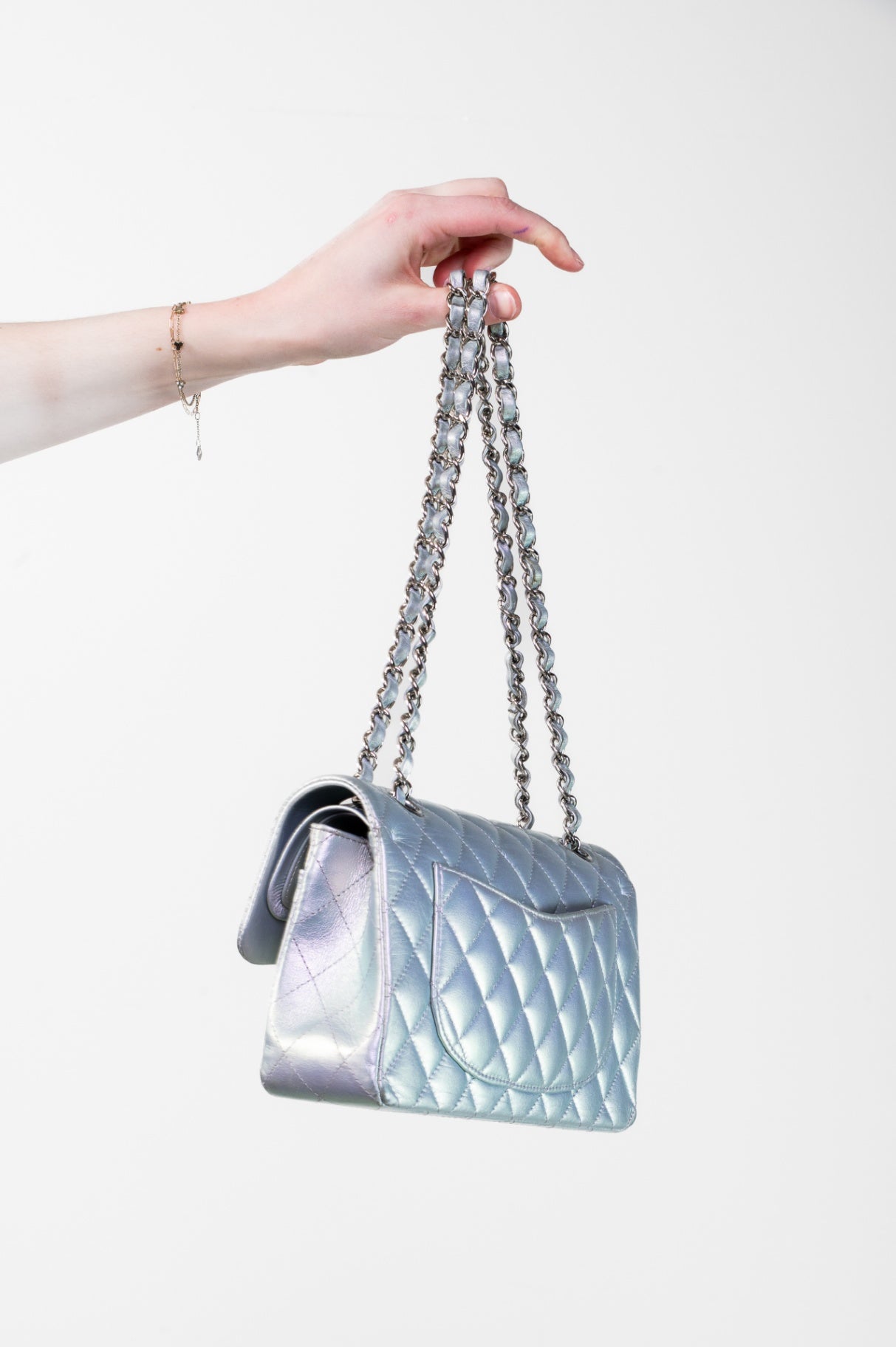 Small Lambskin Classic Iridescent Double Flap Bag