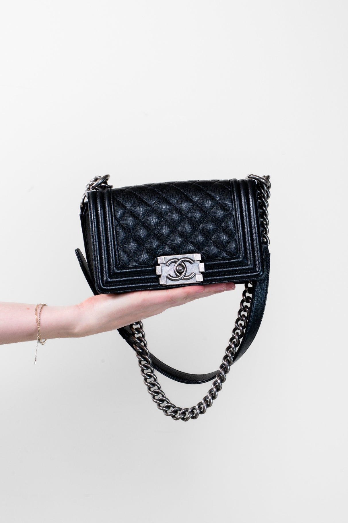 Boy Flap Small Bag in Black Caviar