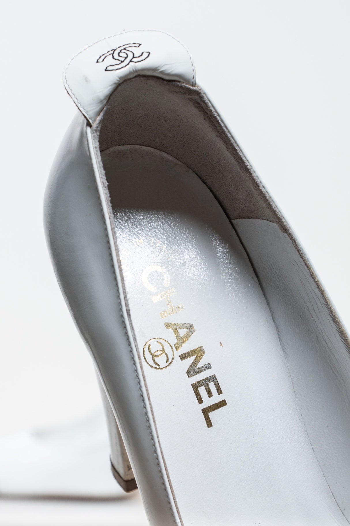 White and Black Round Toe High Heel Pump