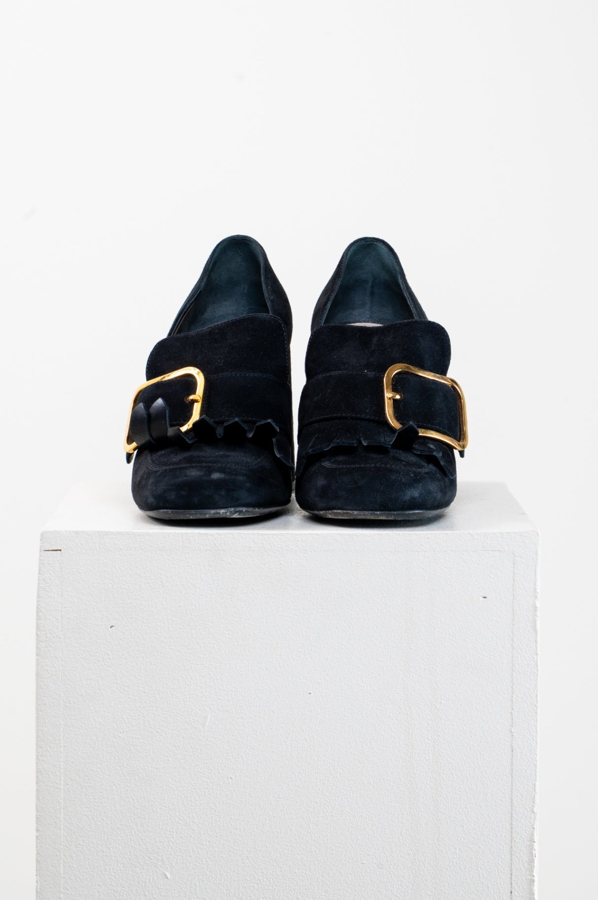 Black Suede Fringe Heel