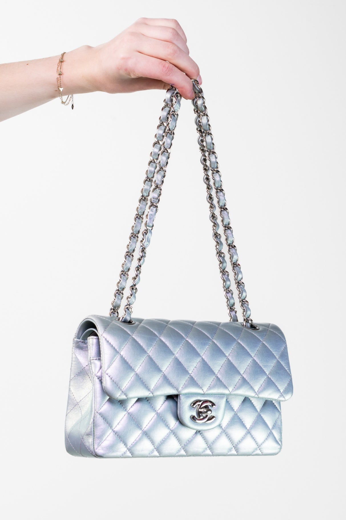 Small Lambskin Classic Iridescent Double Flap Bag