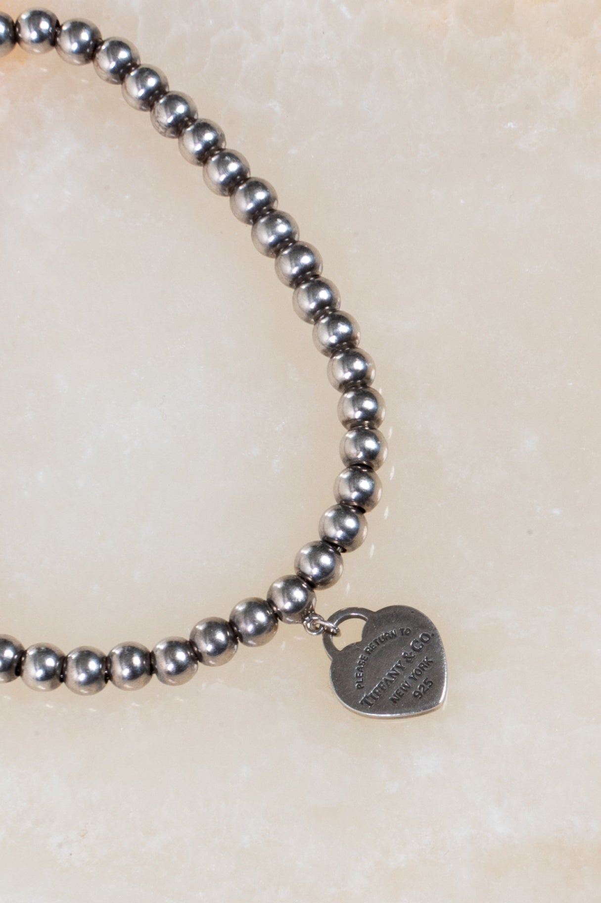 Tiffany Blue Heart Tag Bead Bracelet