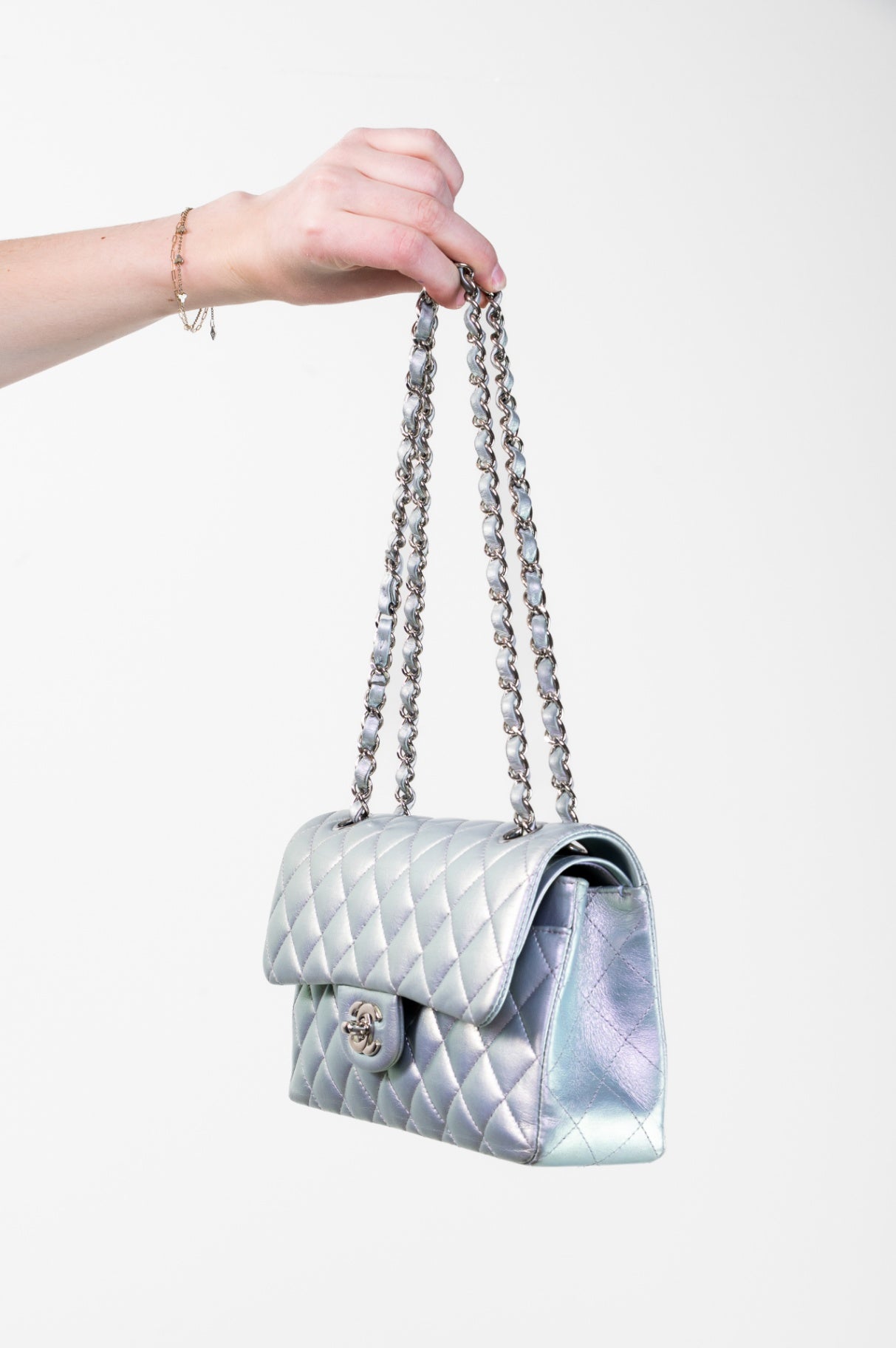 Small Lambskin Classic Iridescent Double Flap Bag