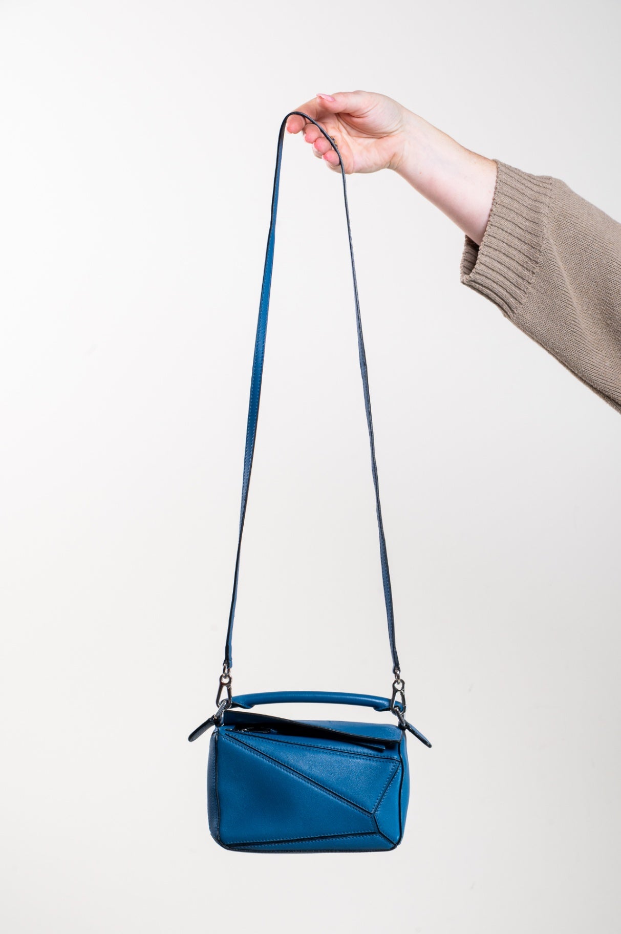Mini Blue Calfskin Puzzle Bag
