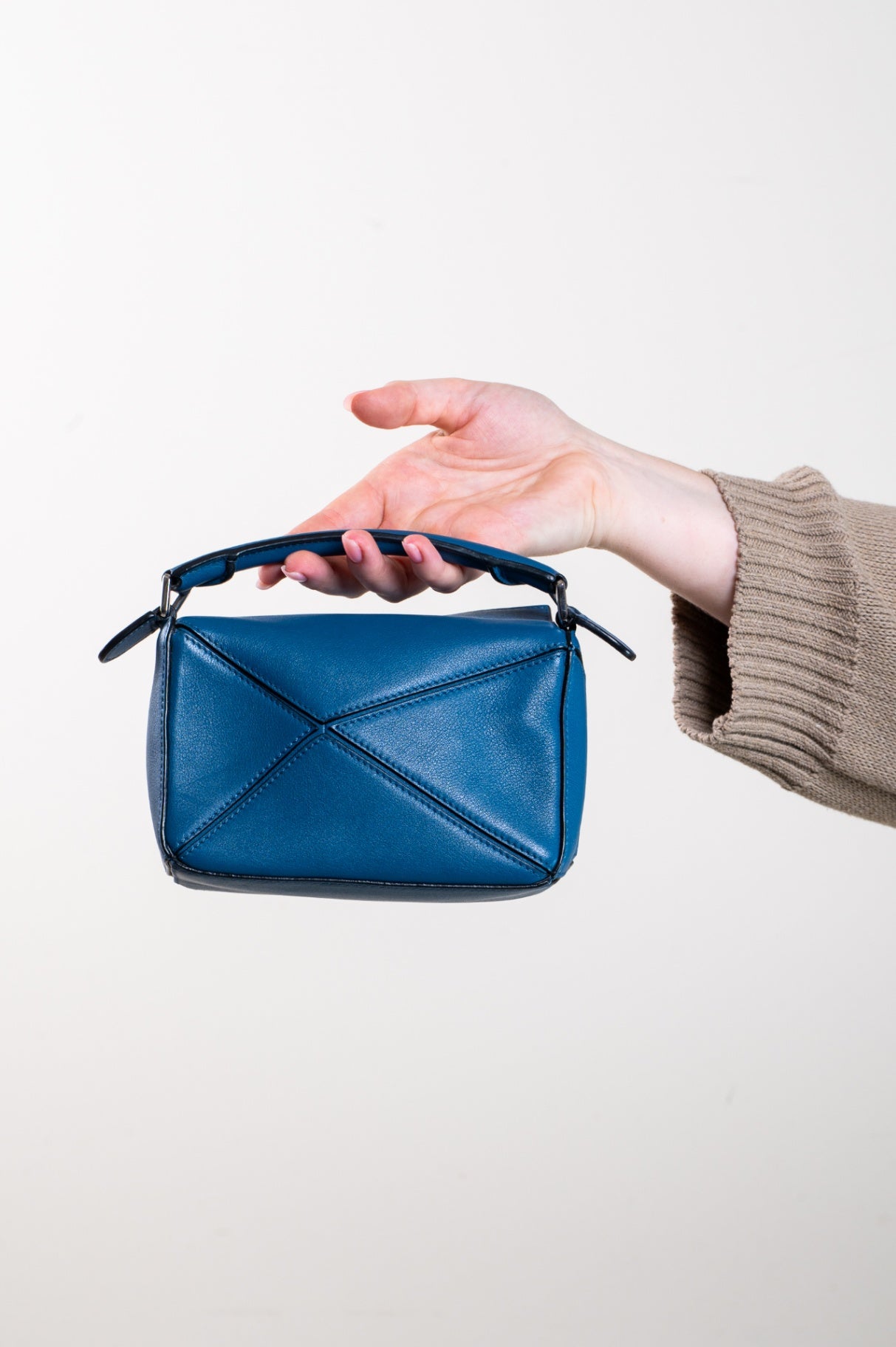 Mini Blue Calfskin Puzzle Bag